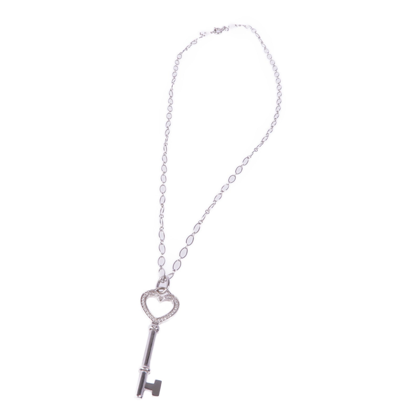 TIFFANY＆CO 18K白金Heart Key Necklace項鍊