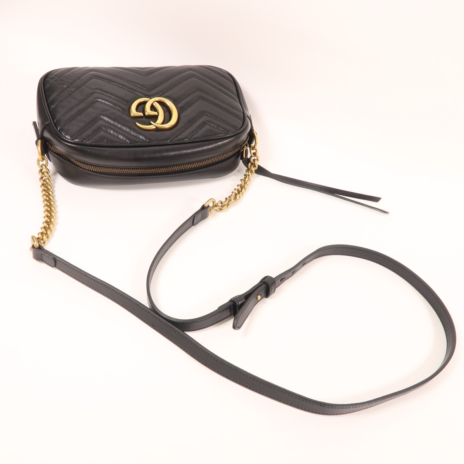 GUCCI 牛皮皮革GG Marmont金扣肩背袋
