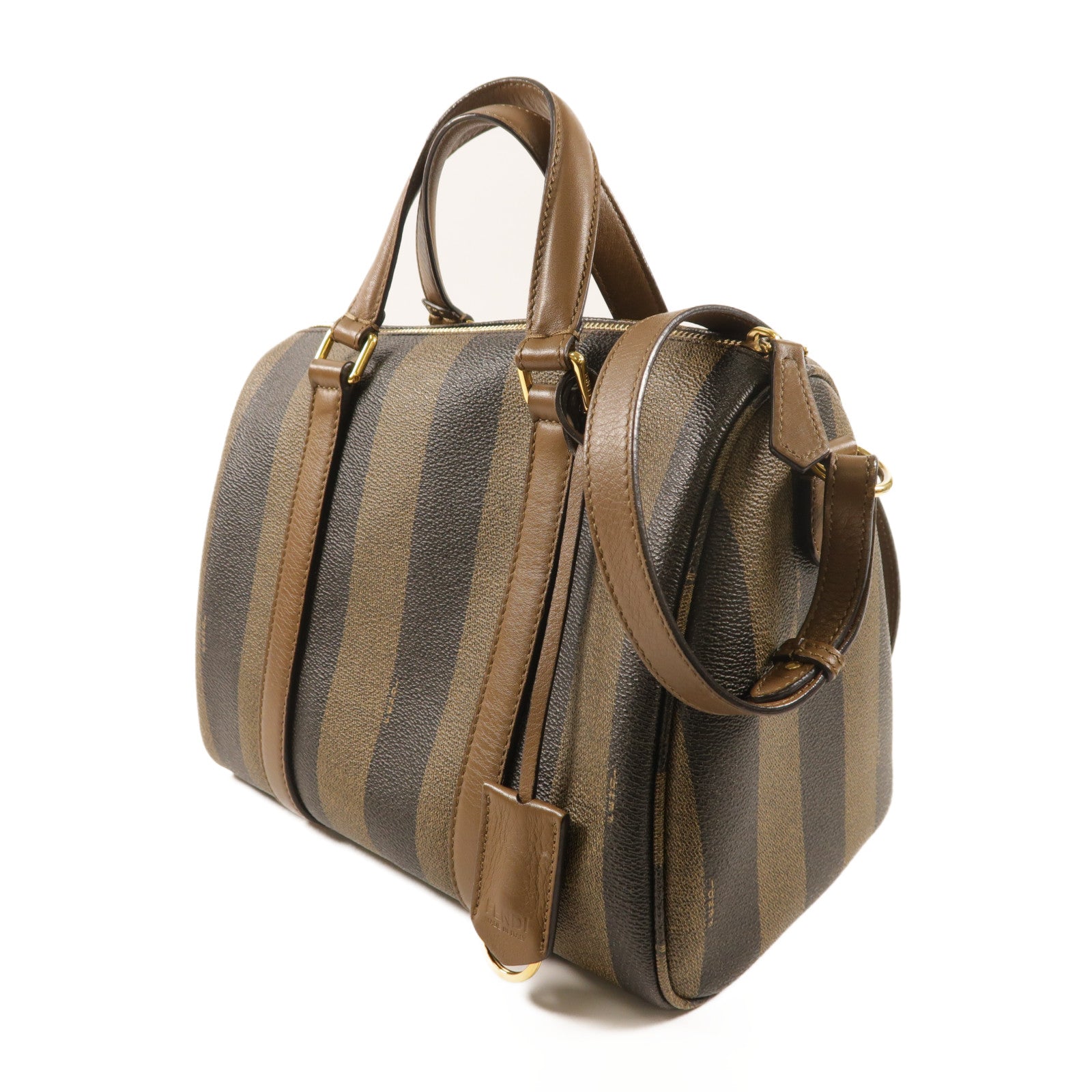FENDI 塗層帆布Boston Bag金扣手挽肩背兩用袋