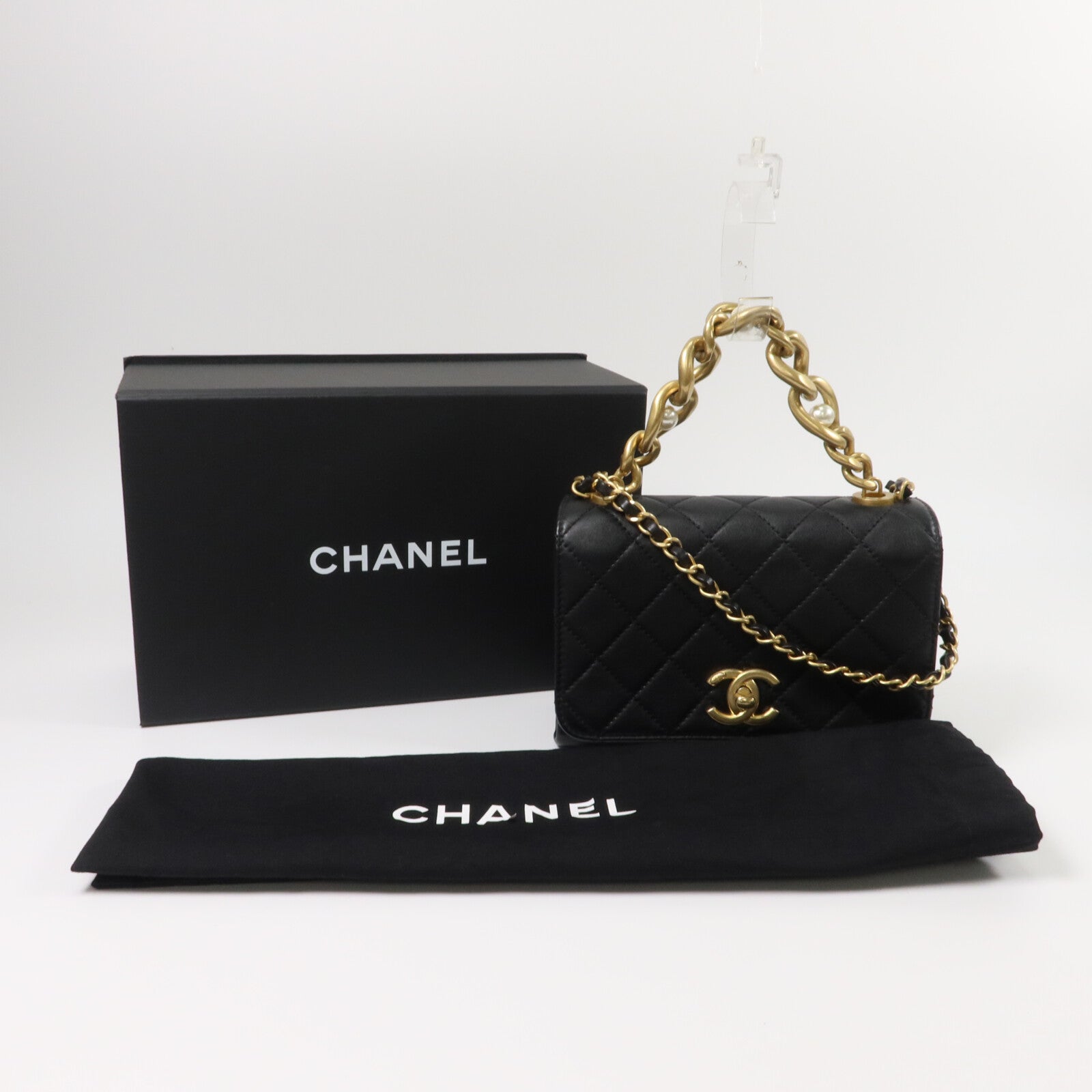 CHANEL 牛皮皮革Minimatelasse Chain手挽肩背兩用袋