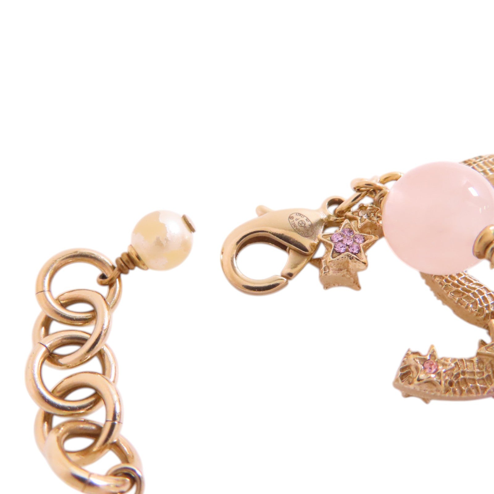 CHANEL 金屬/PVC/鑽石CC Bracelet金扣手鏈