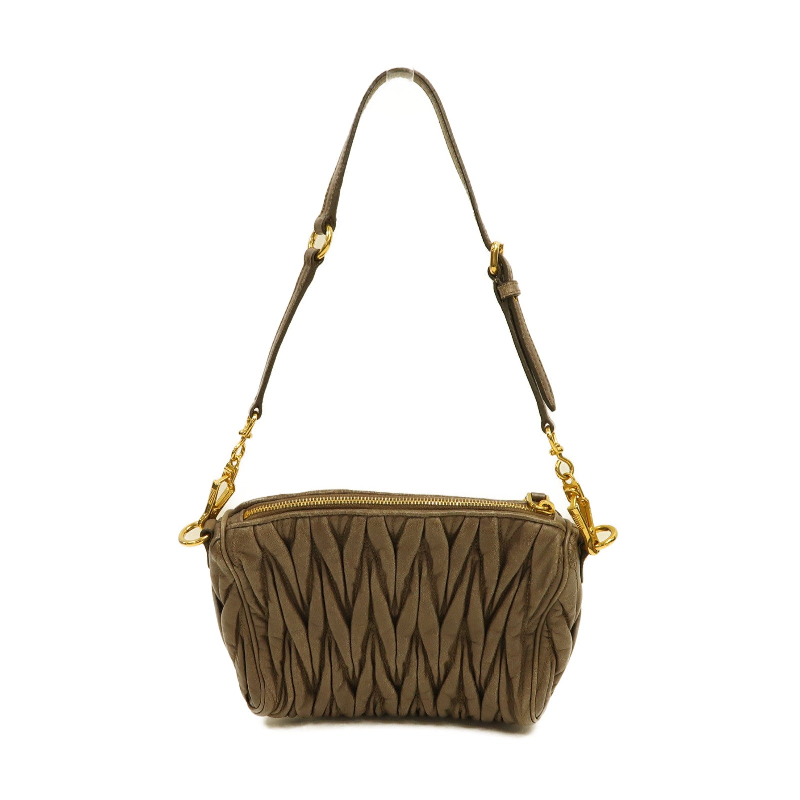 Miu Miu 牛皮皮革Shoulder Bag金扣肩背袋灰色