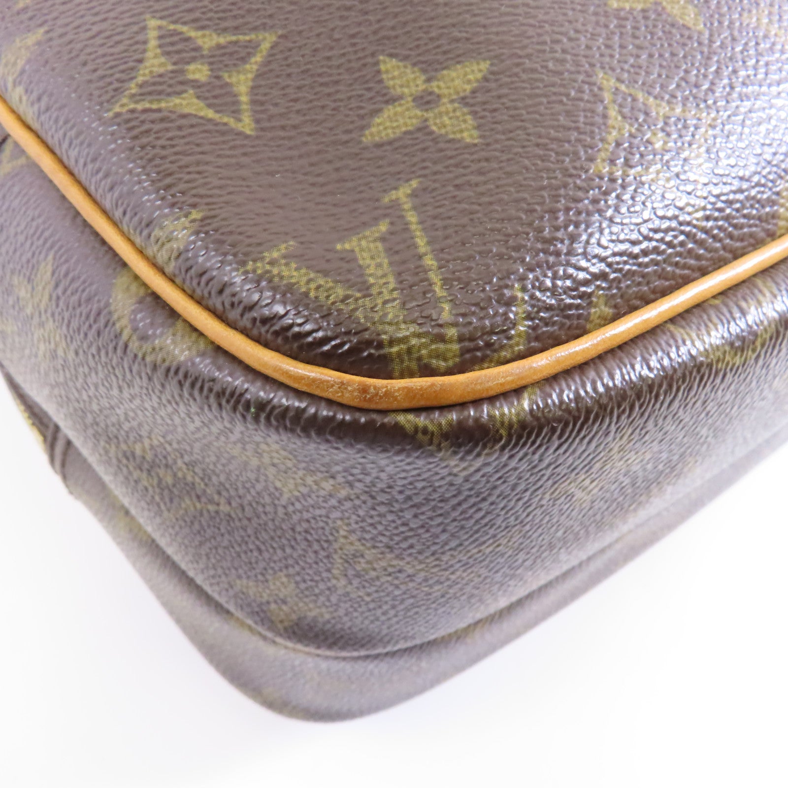 LOUIS VUITTON Monogram Reporter PM金扣肩背袋棕色
