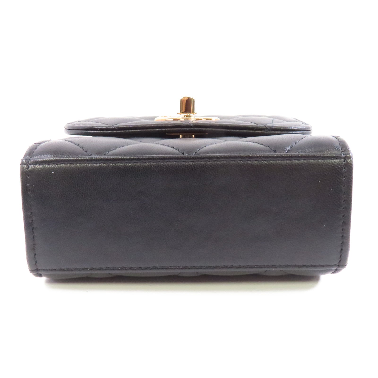 CHANEL 菱格羊皮皮革Trendy CC Mini Bag金扣鏈帶肩背袋黑色