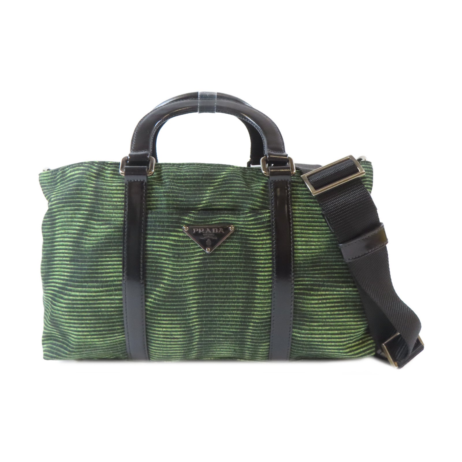 PRADA 尼龍2 Way Shoulder Bag銀扣手挽肩背兩用袋綠色