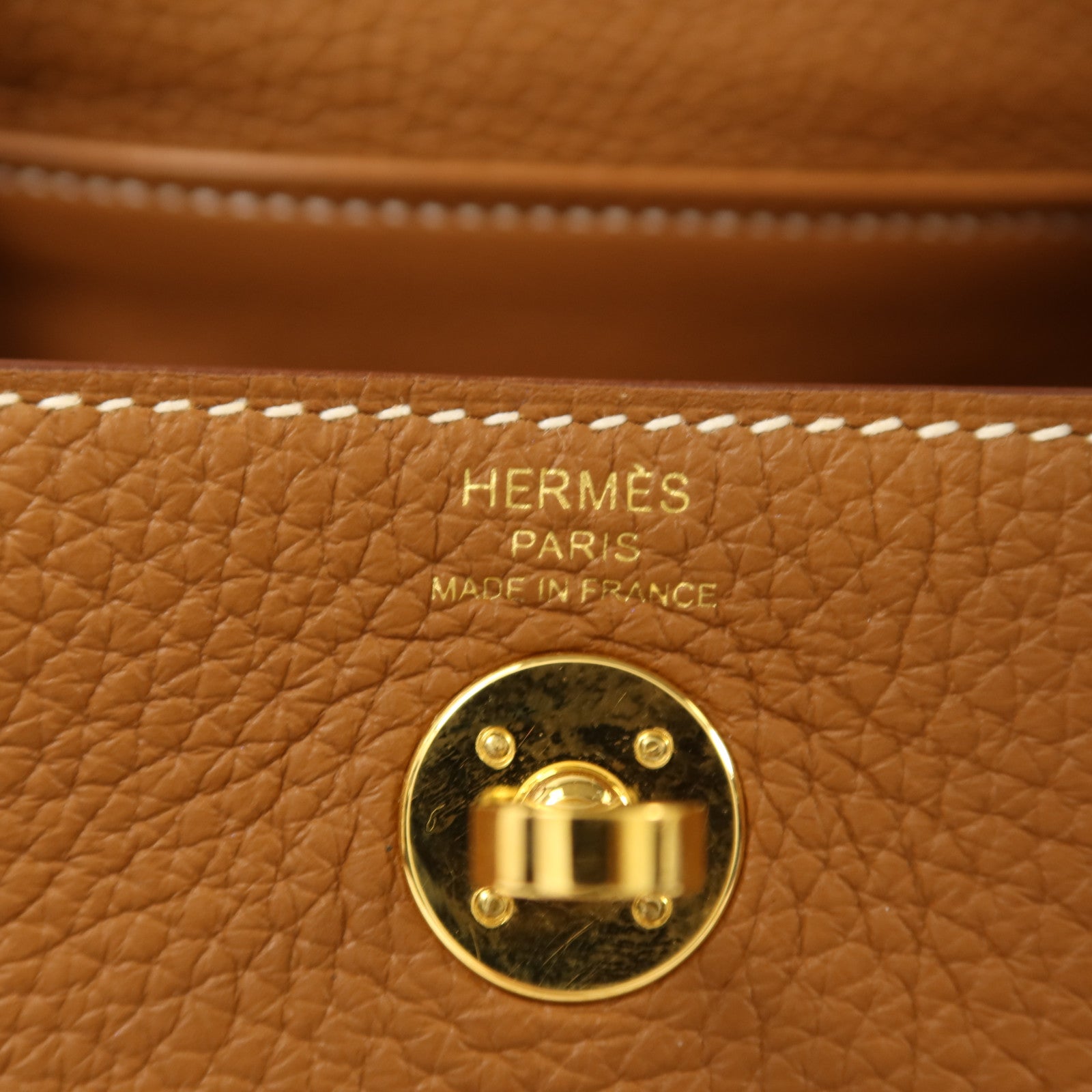 HERMES Clemence皮革Mini Lindy金扣手挽肩背兩用袋Gold