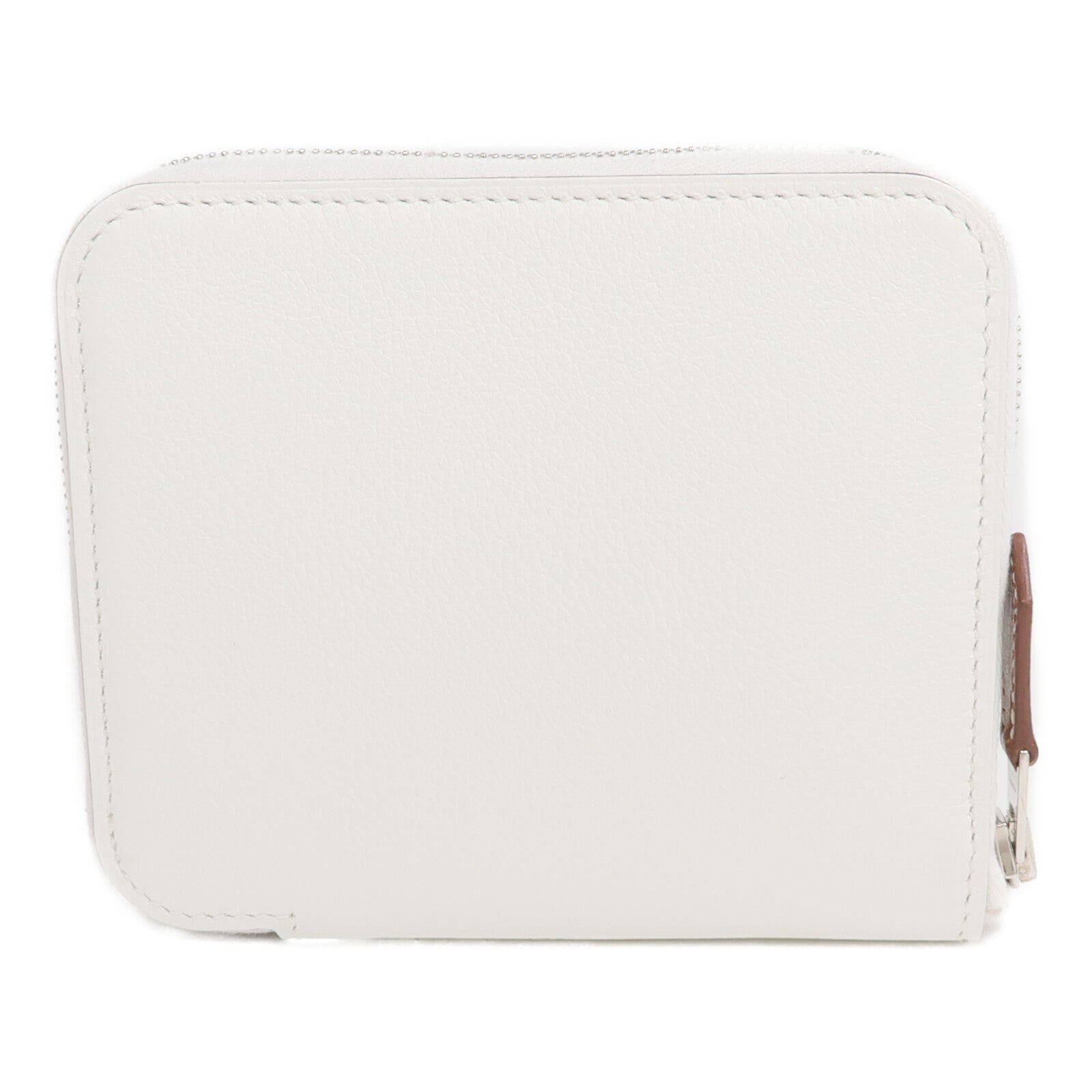 HERMES Evercolor皮革Silk In Compact Wallet銀扣錢包New White