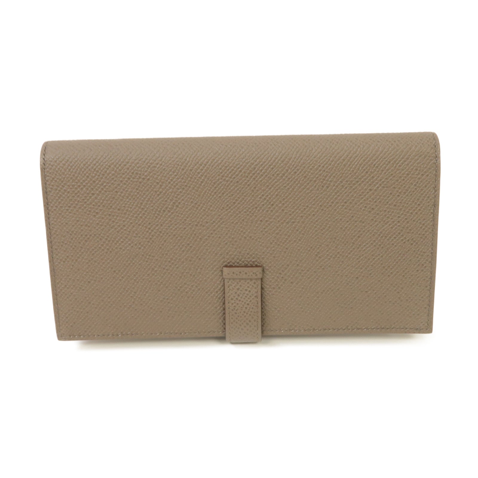 HERMES Epsom皮革Bearn Wallet金扣長錢包灰色
