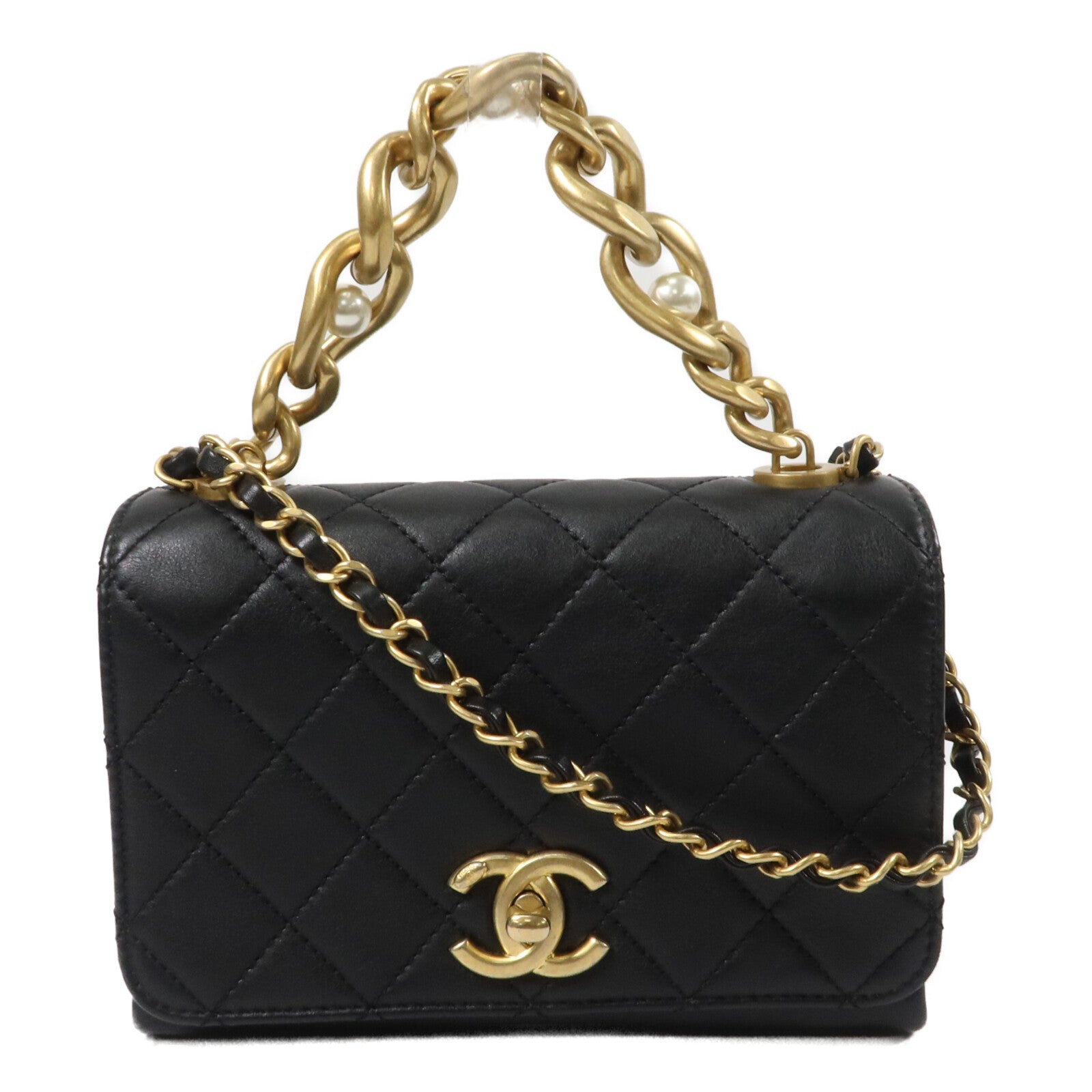 CHANEL 牛皮皮革Minimatelasse Chain手挽肩背兩用袋