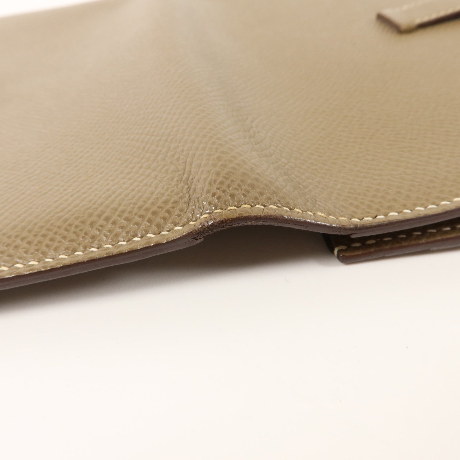 HERMES Epsom皮革Bearn Long Wallet銀扣長錢包Etoupe