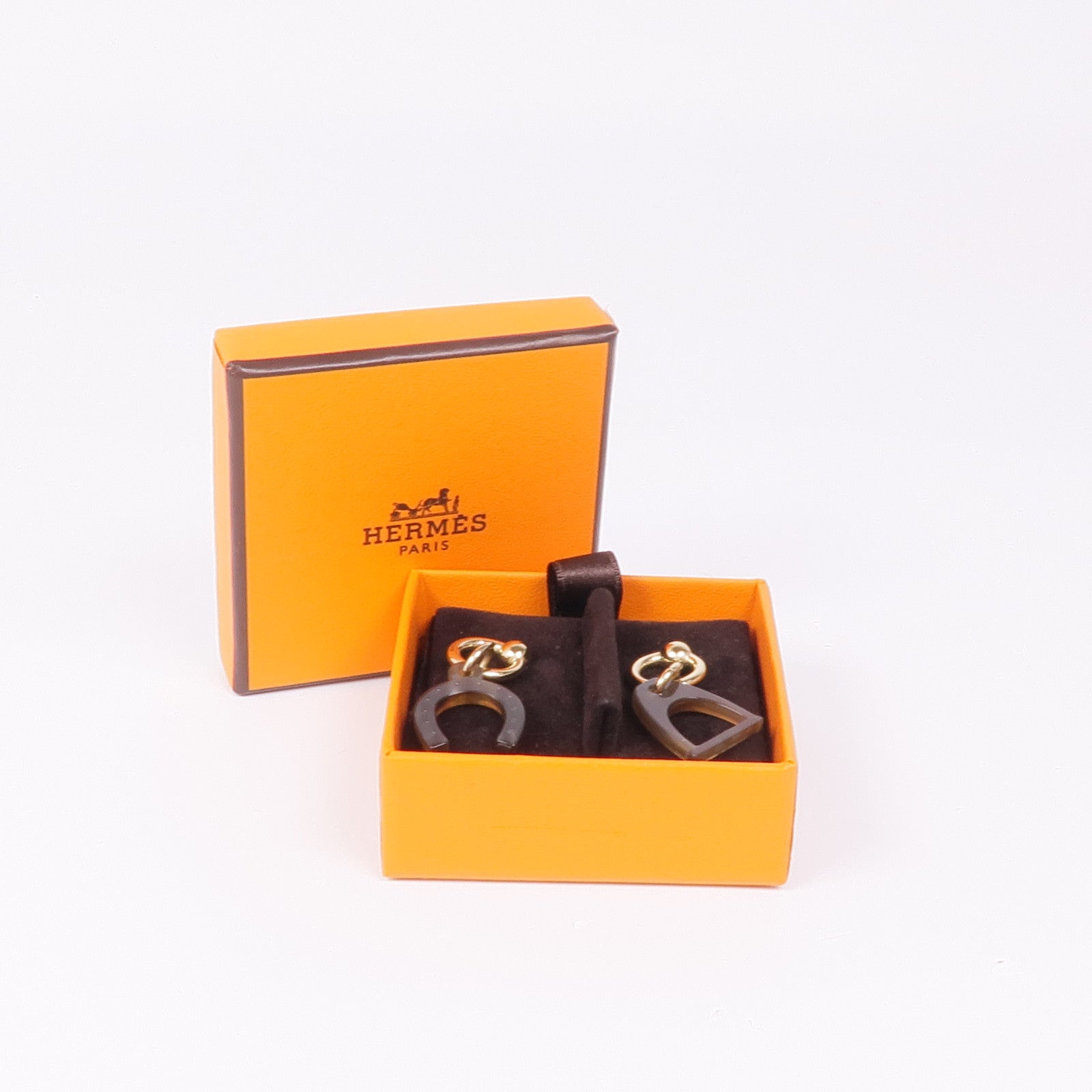 HERMES 水牛角/金屬Horn Earrings耳環