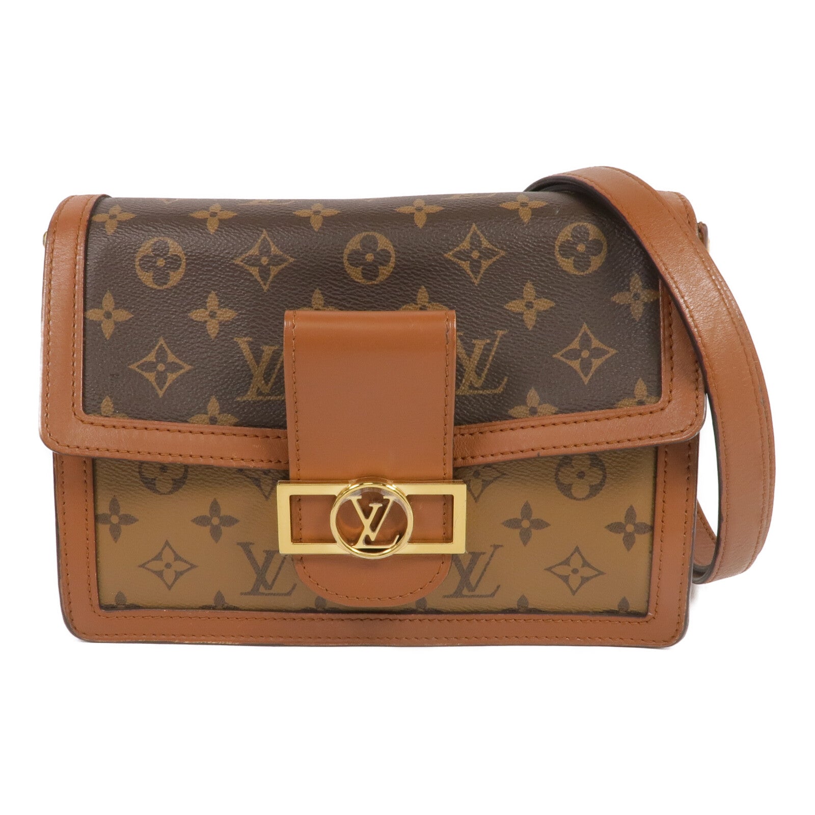 LOUIS VUITTON Monogram Reverse Dauphine MM金扣肩背袋