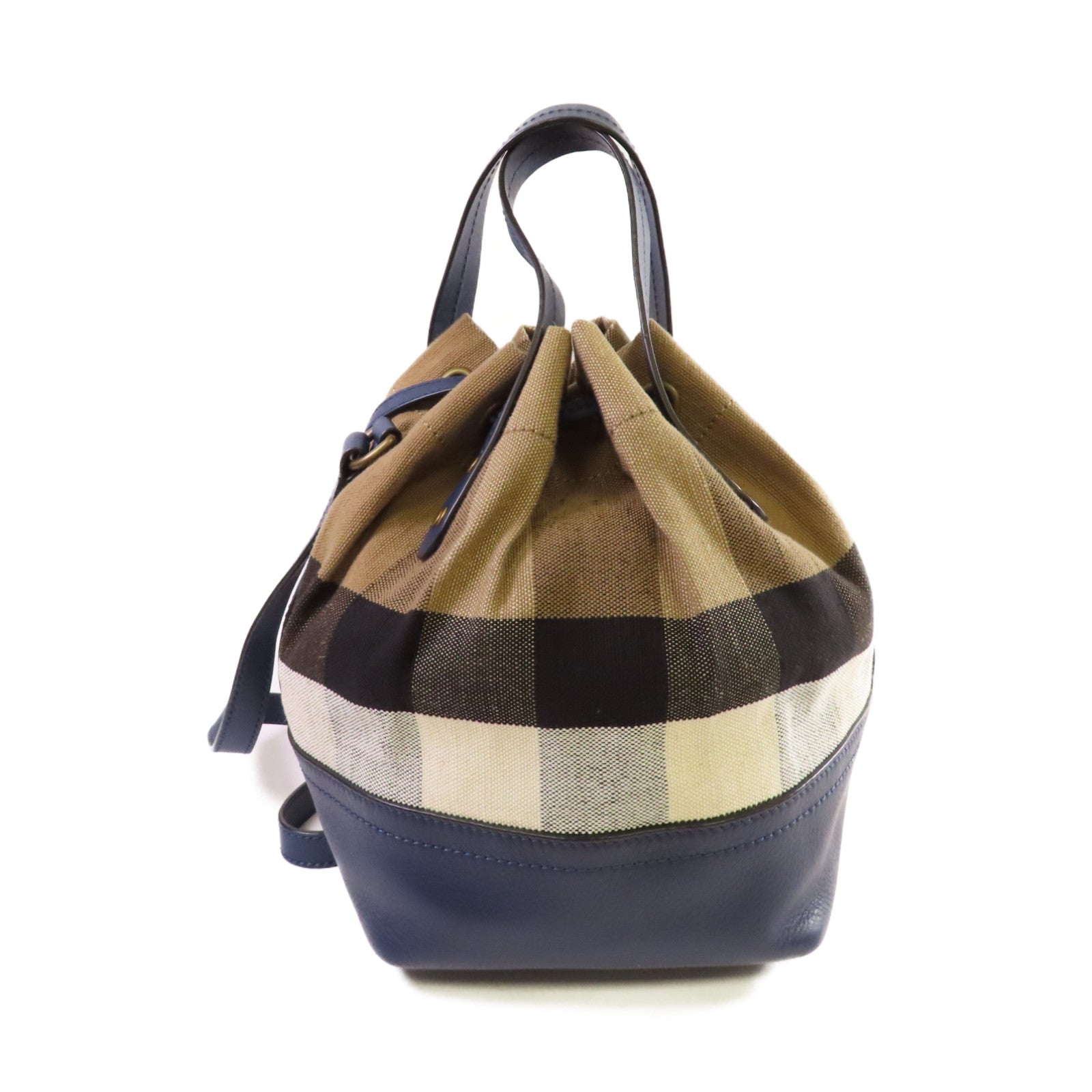 BURBERRY 帆布/牛皮皮革2Way Shoulder Bag金扣手挽肩背兩用袋啡色/藍色