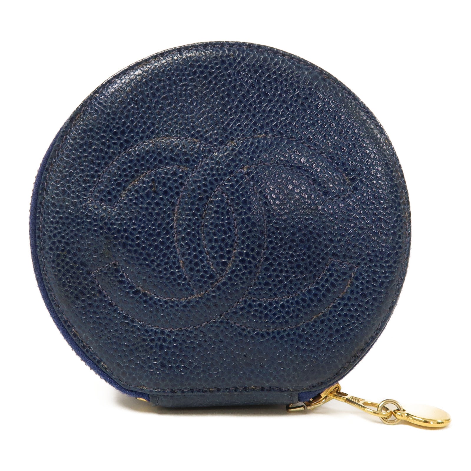 CHANEL 牛皮皮革Pouch手拿包金扣藍色