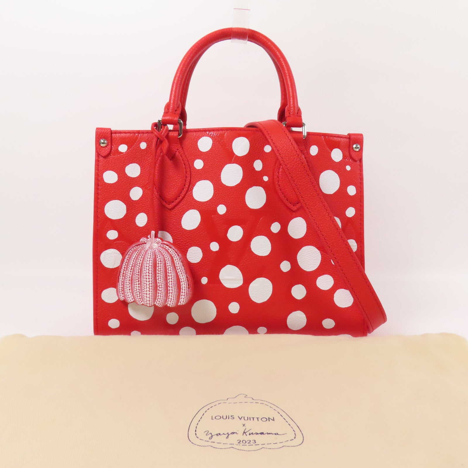 LOUIS VUITTON Monogram Empreinte Yayoi Kusama On The Go PM銀扣手挽肩背兩用袋