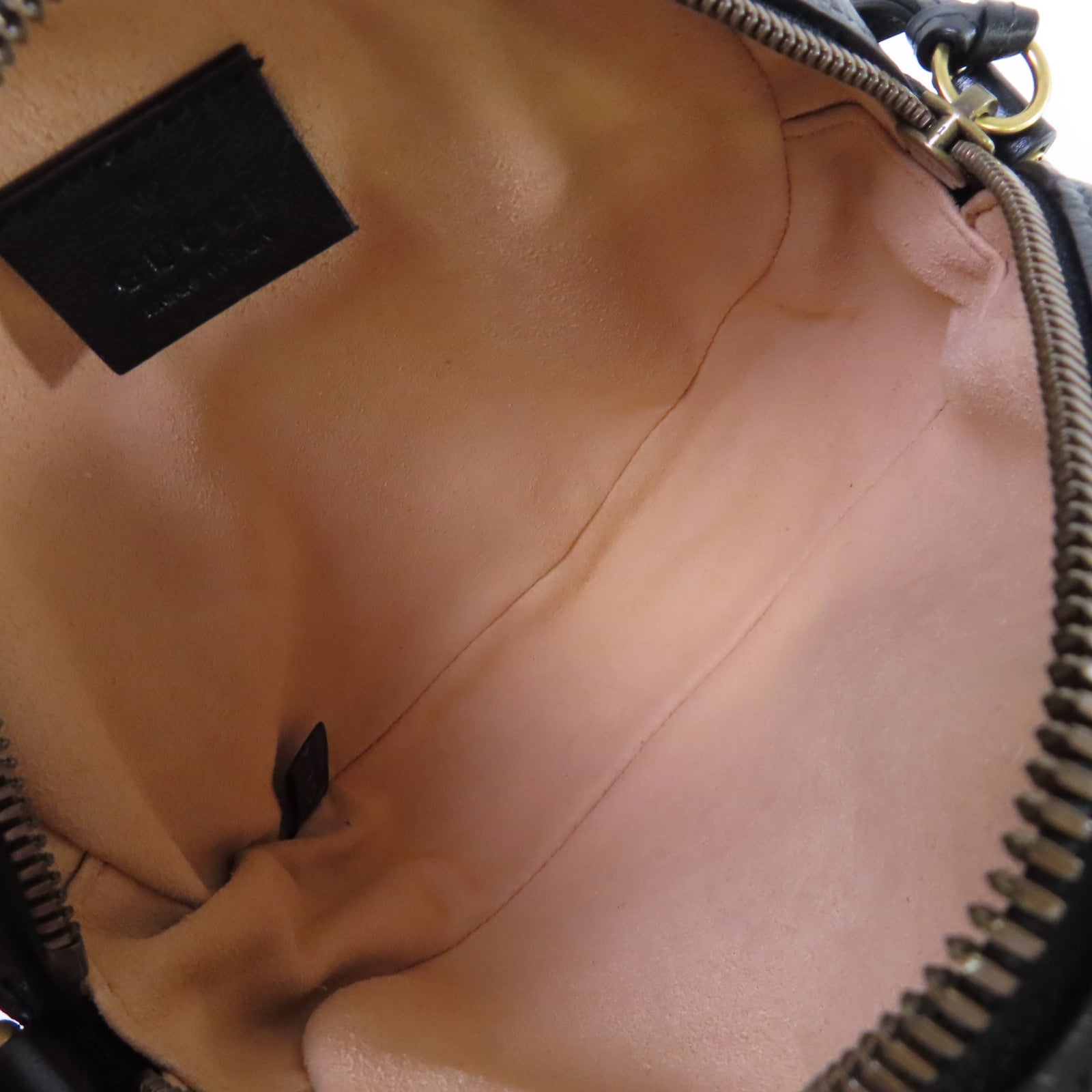GUCCI 牛皮皮革GG Marmont Mini Round Shoulder Bag金扣肩背袋黑色