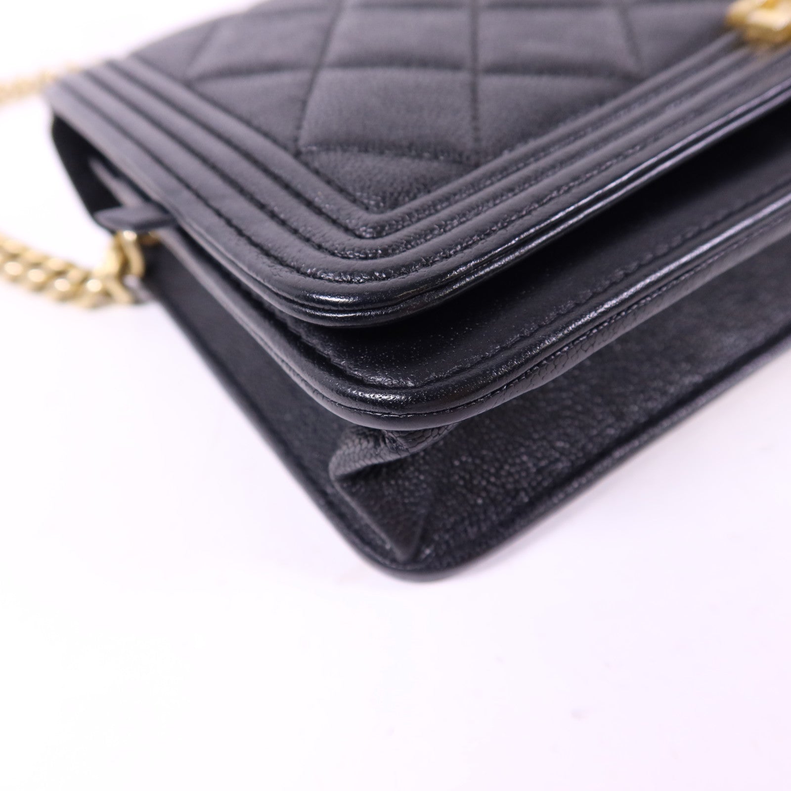 CHANEL 牛皮皮革Boy WOC Wallet On Chain金扣鏈帶肩背袋