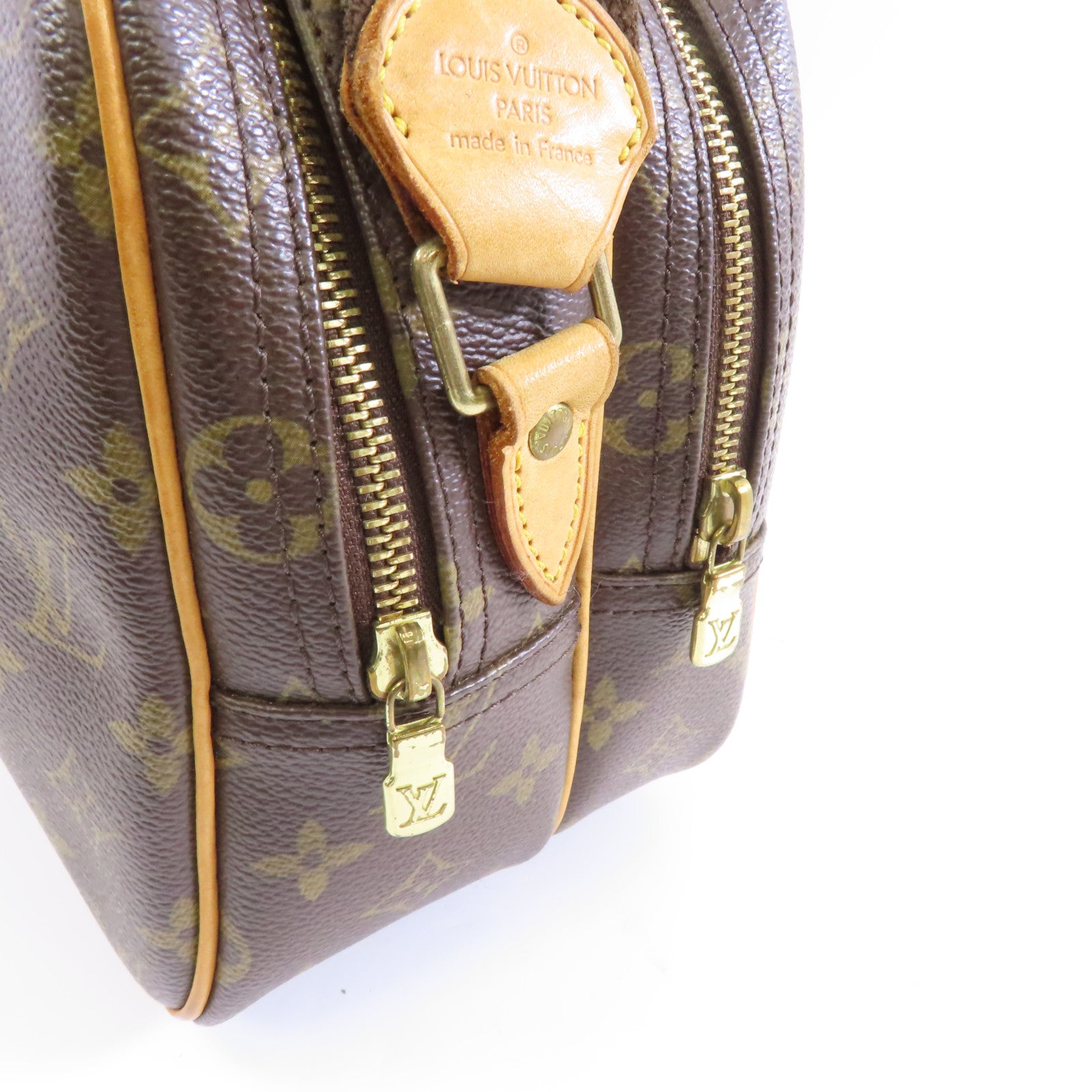 LOUIS VUITTON Monogram Reporter PM金扣肩背袋棕色