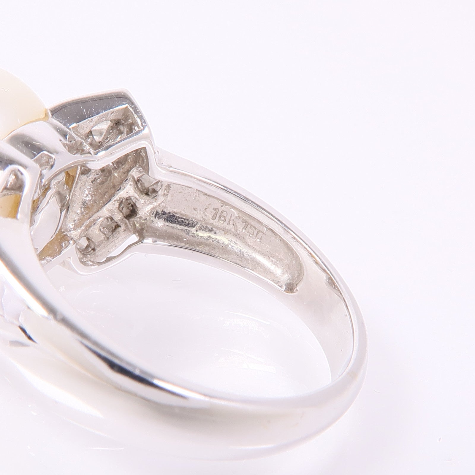JEWELRY 18K白金Pearl/Diamond Ring珍珠/鑽石戒指US#6