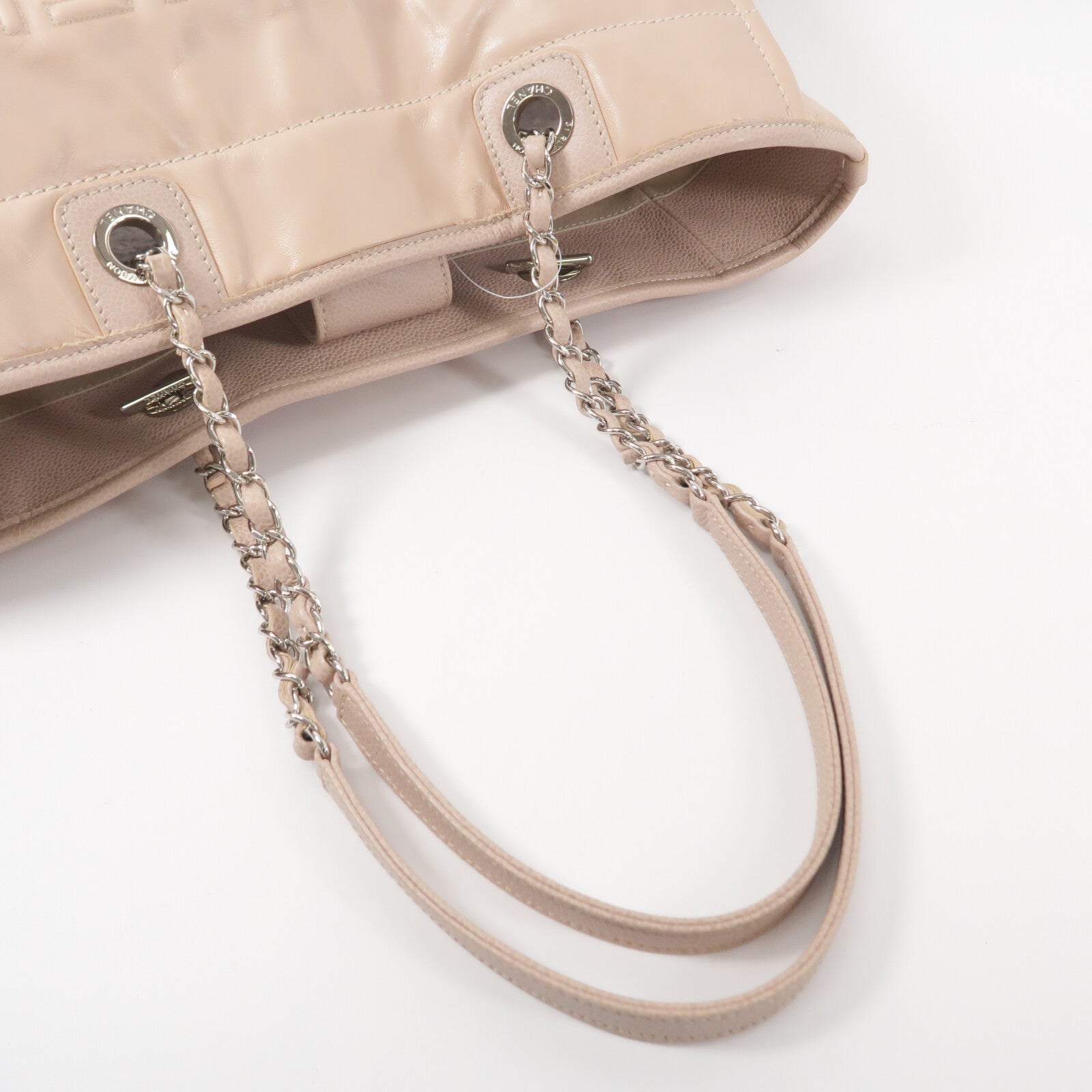 CHANEL 牛皮皮革Deauville Tote Medium鏈帶手挽袋