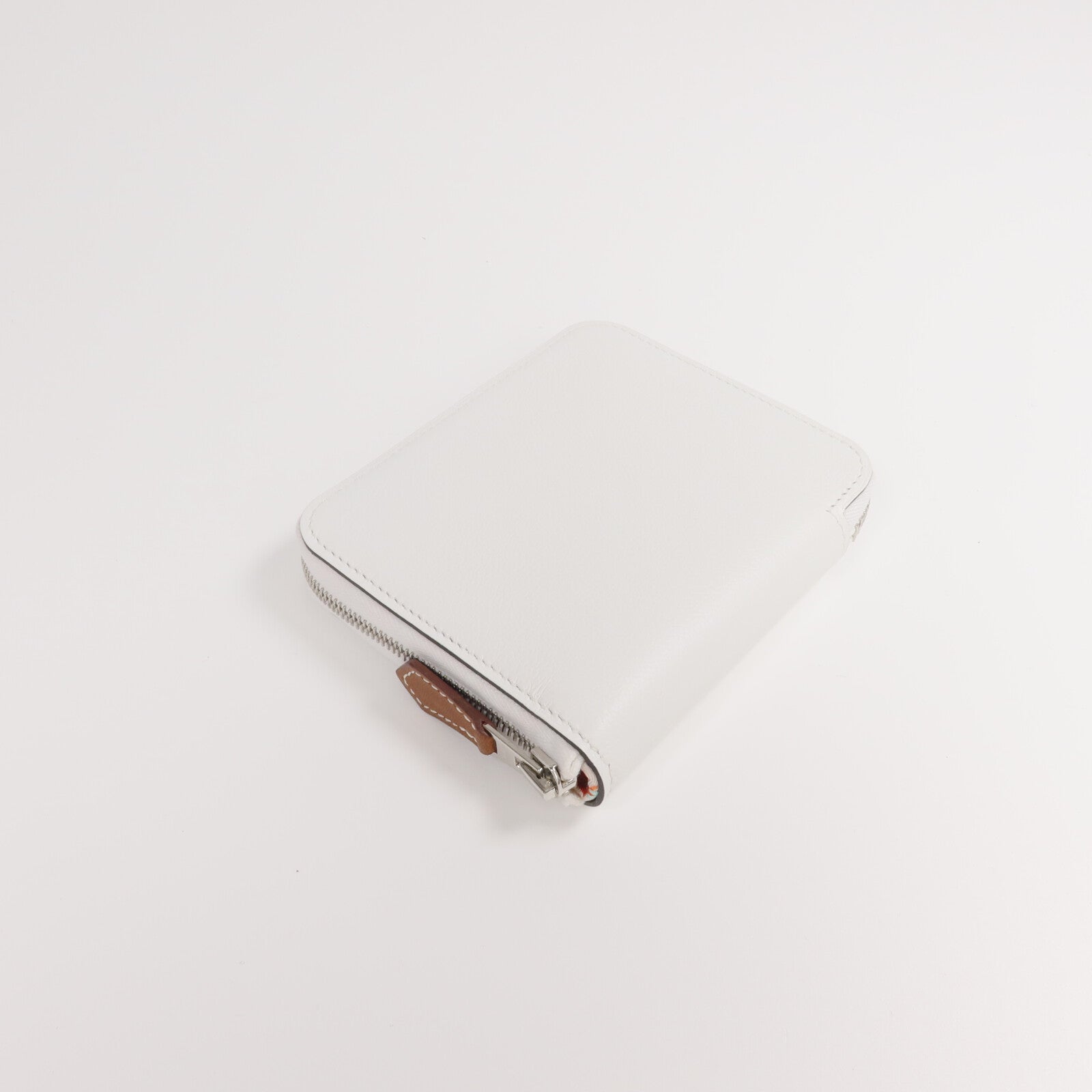 HERMES Evercolor皮革Silk In Compact Wallet銀扣錢包New White