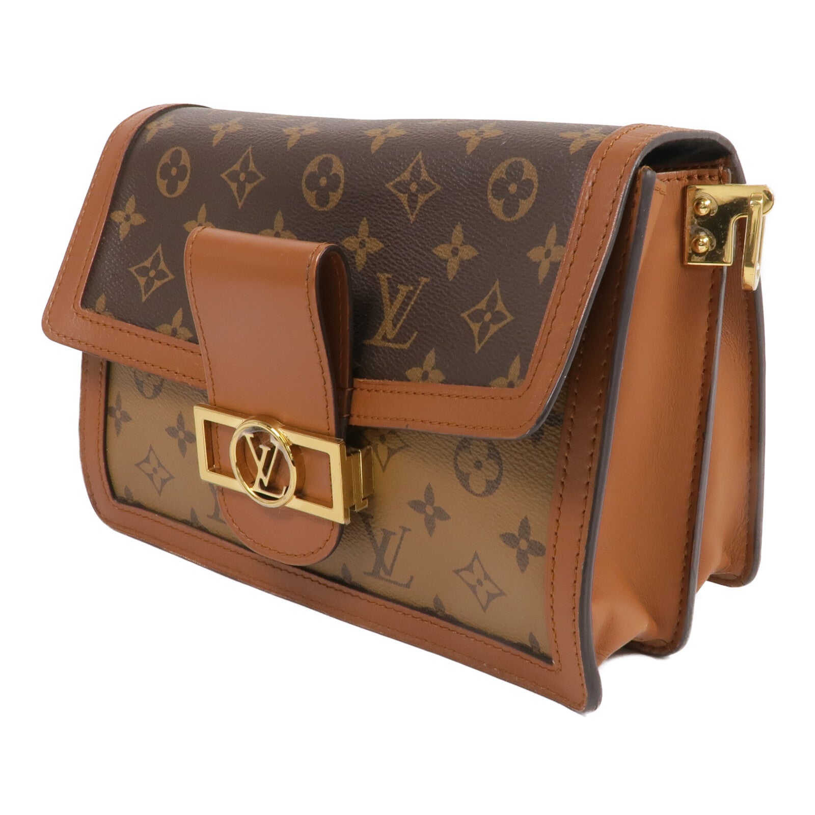 LOUIS VUITTON Monogram Reverse Dauphine MM金扣肩背袋