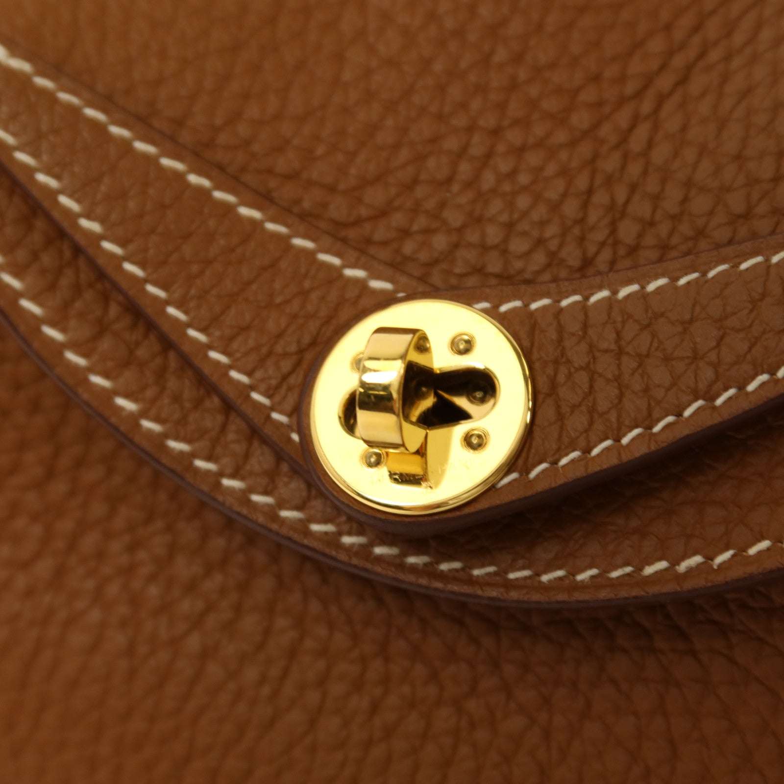 HERMES Clemence皮革Mini Lindy金扣手挽肩背兩用袋Gold