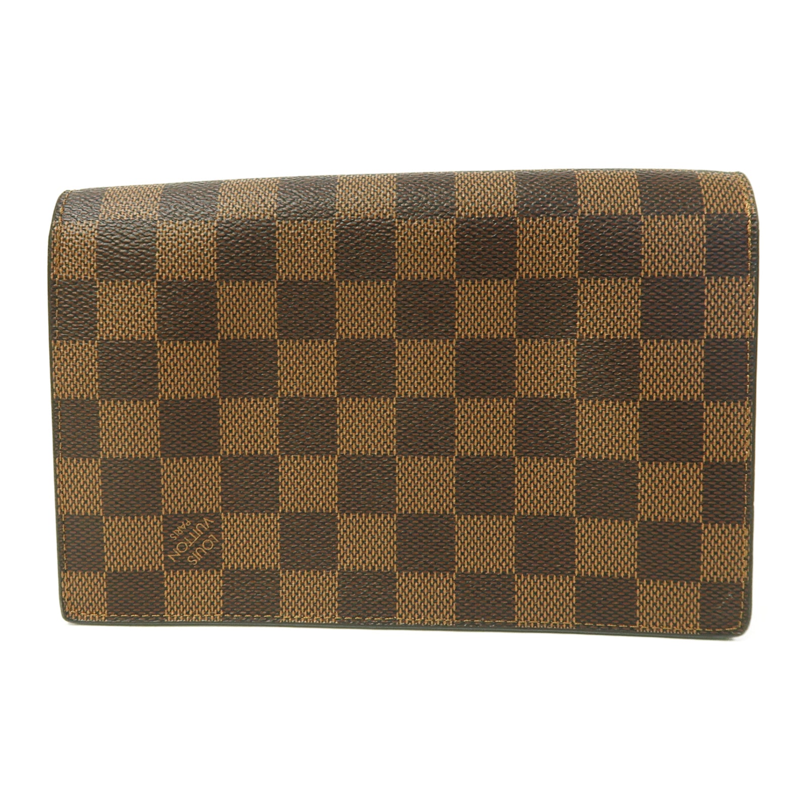 LOUIS VUITTON Damier Vavin Chain Wallet金扣鏈帶肩背袋啡色/米色