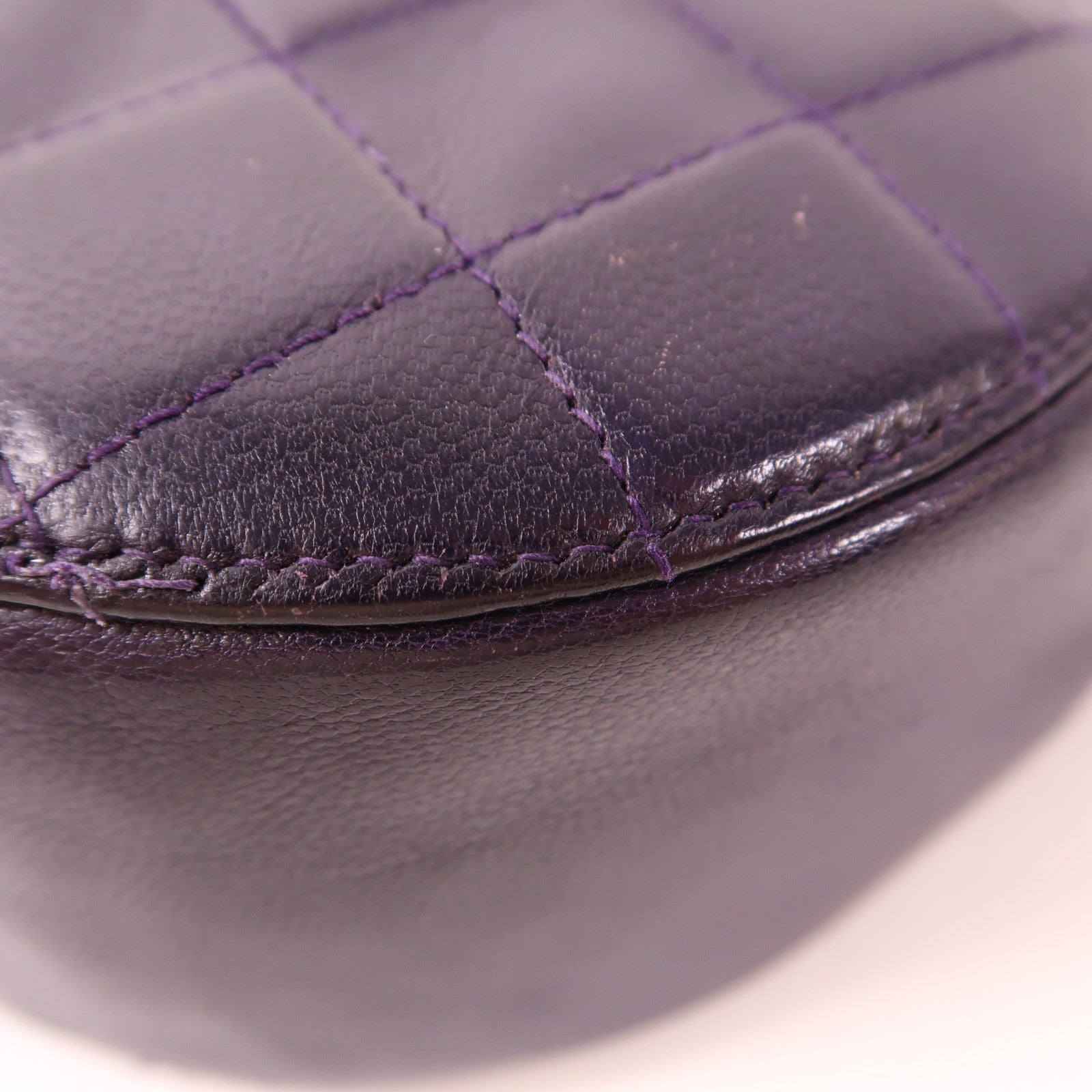 CHANEL CC GHW Chain Shoulder Bag Calfskin Leather Purple