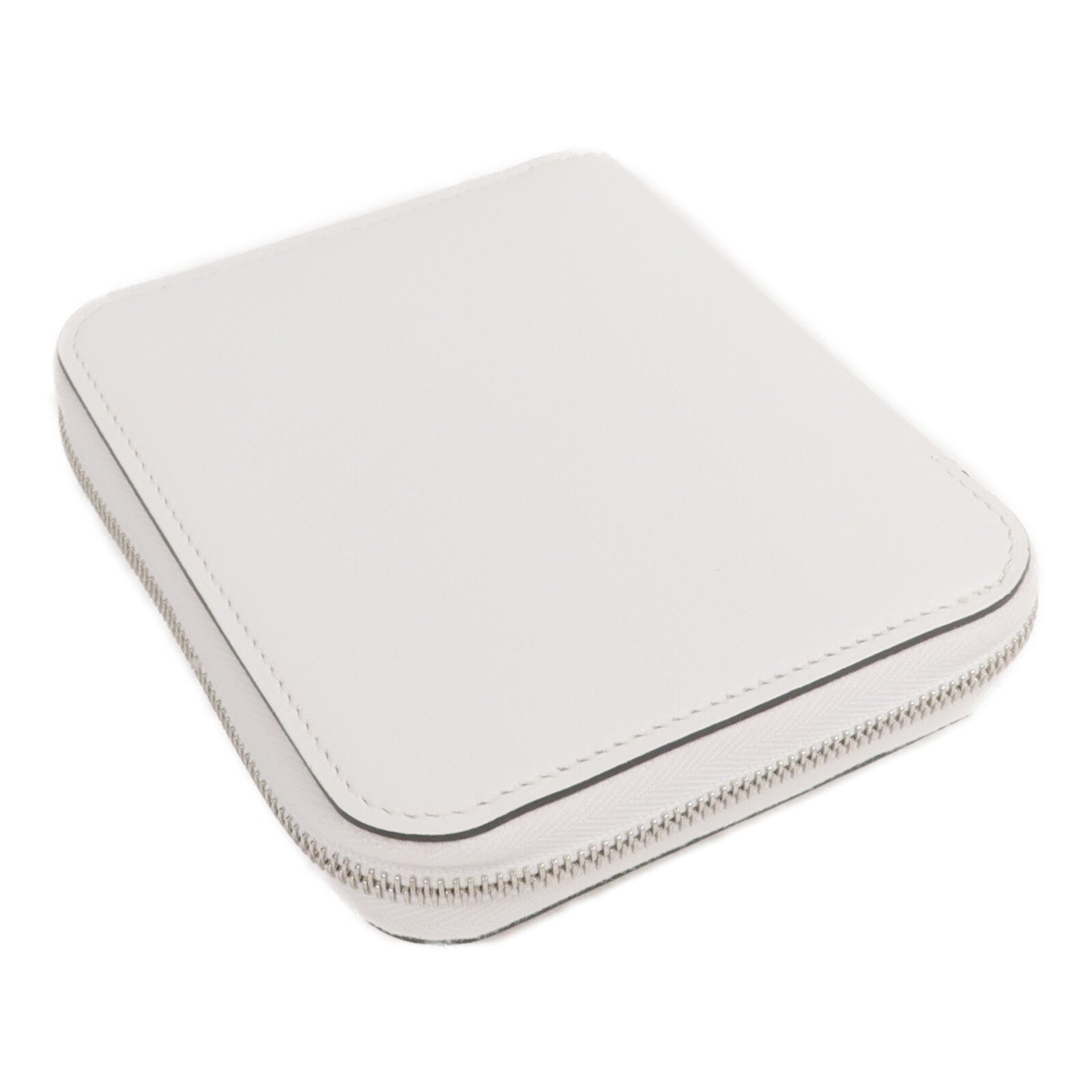 HERMES Evercolor皮革Silk In Compact Wallet銀扣錢包New White