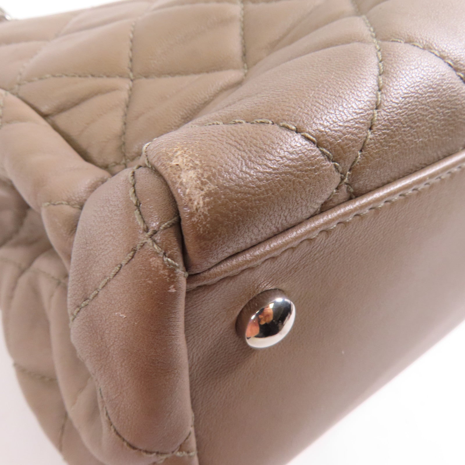 CHANEL 牛皮皮革Chain Shoulder銀扣鏈帶肩背袋