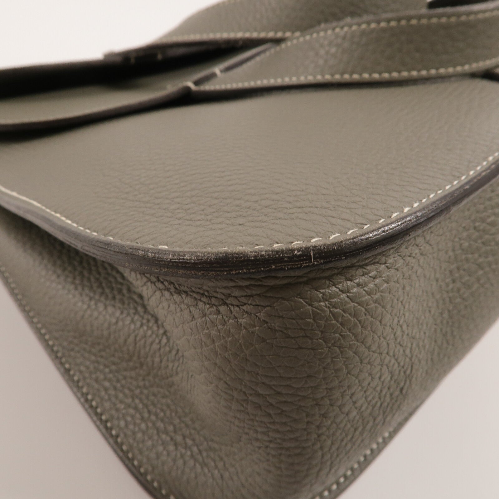 HERMES Clemence皮革Halzan 31手挽肩背兩用袋Gris Meyer