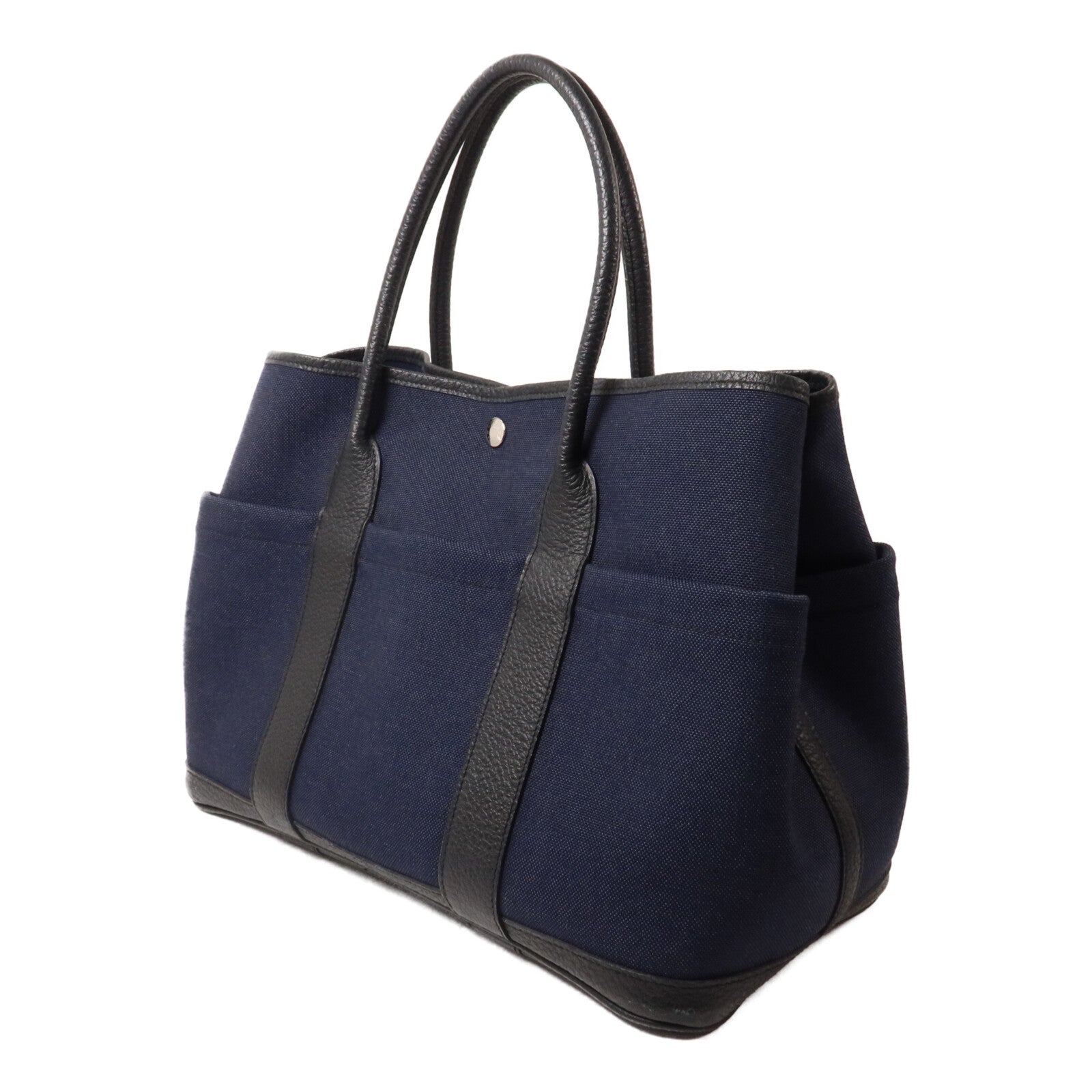 HERMES 帆布Garden Party Pocket 36手挽袋Bleu Nuit/Noir