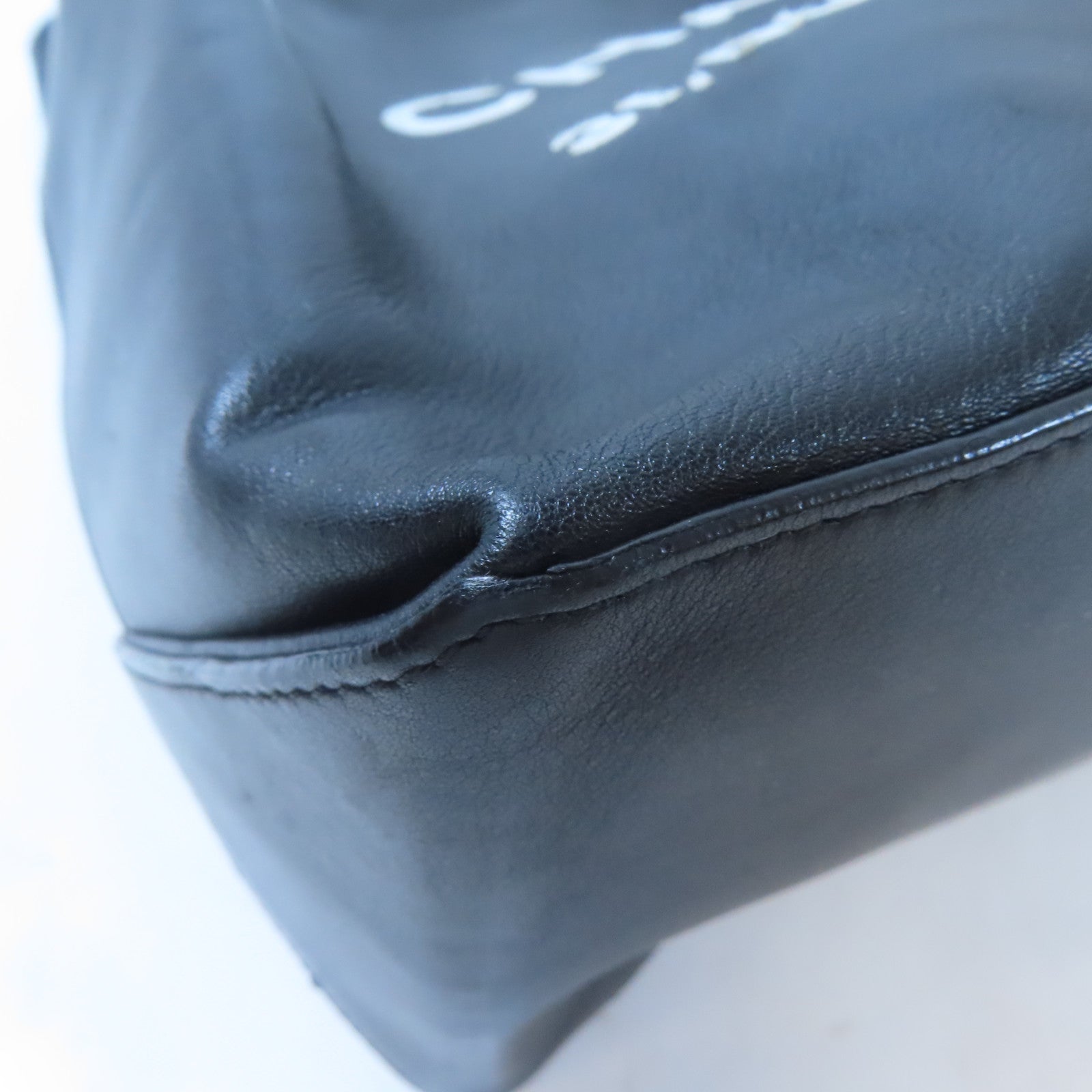 CHANEL 牛皮皮革Totebag銀扣手挽袋黑色