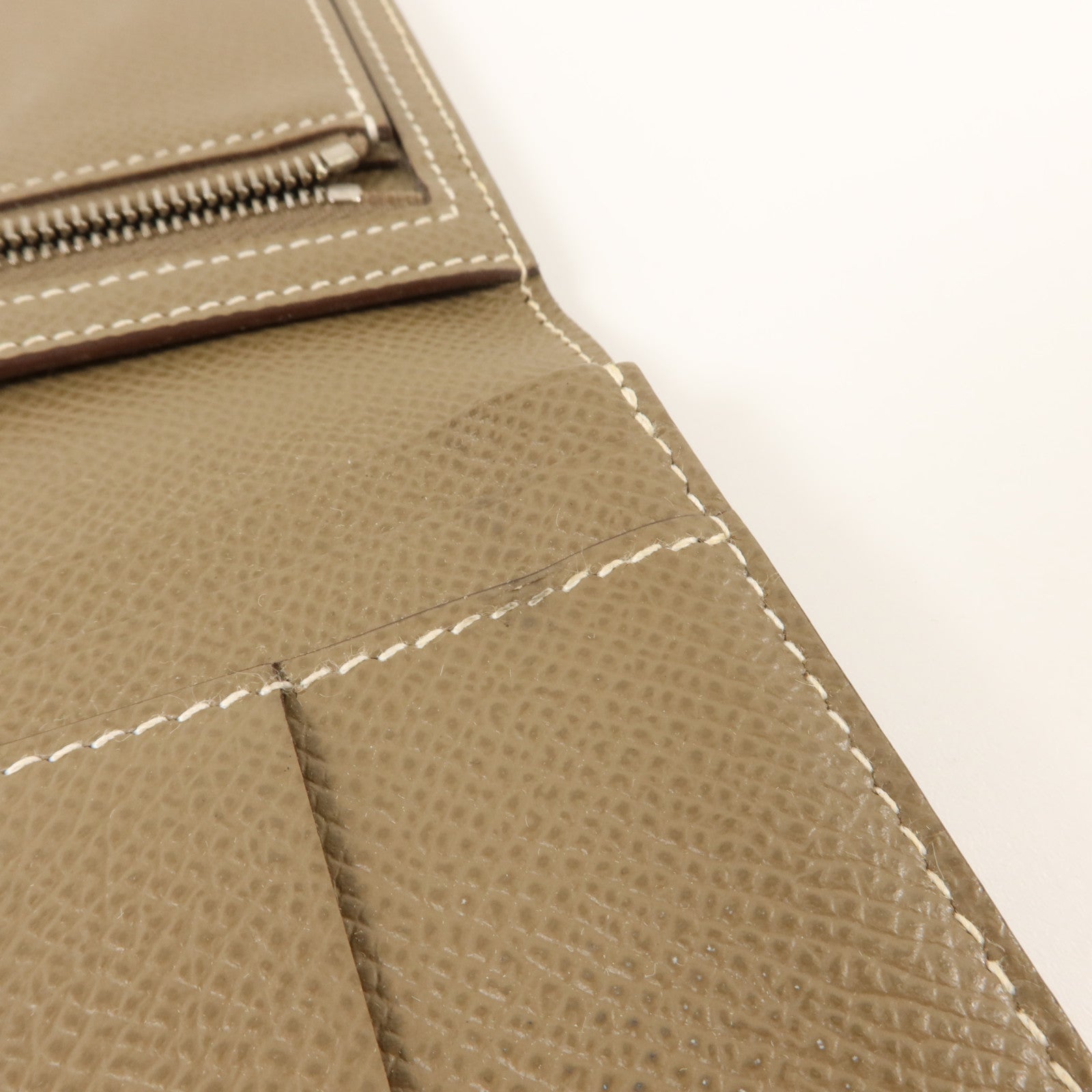 HERMES Epsom皮革Bearn Long Wallet銀扣長錢包Etoupe
