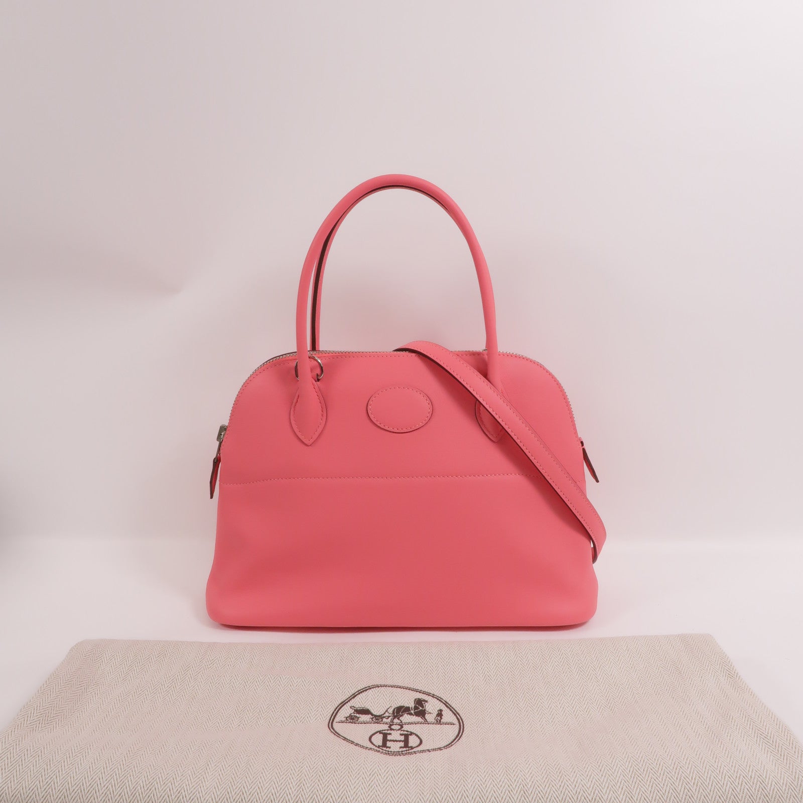 HERMES Swift皮革Bolide 27手挽肩背兩用袋Rose Azalee