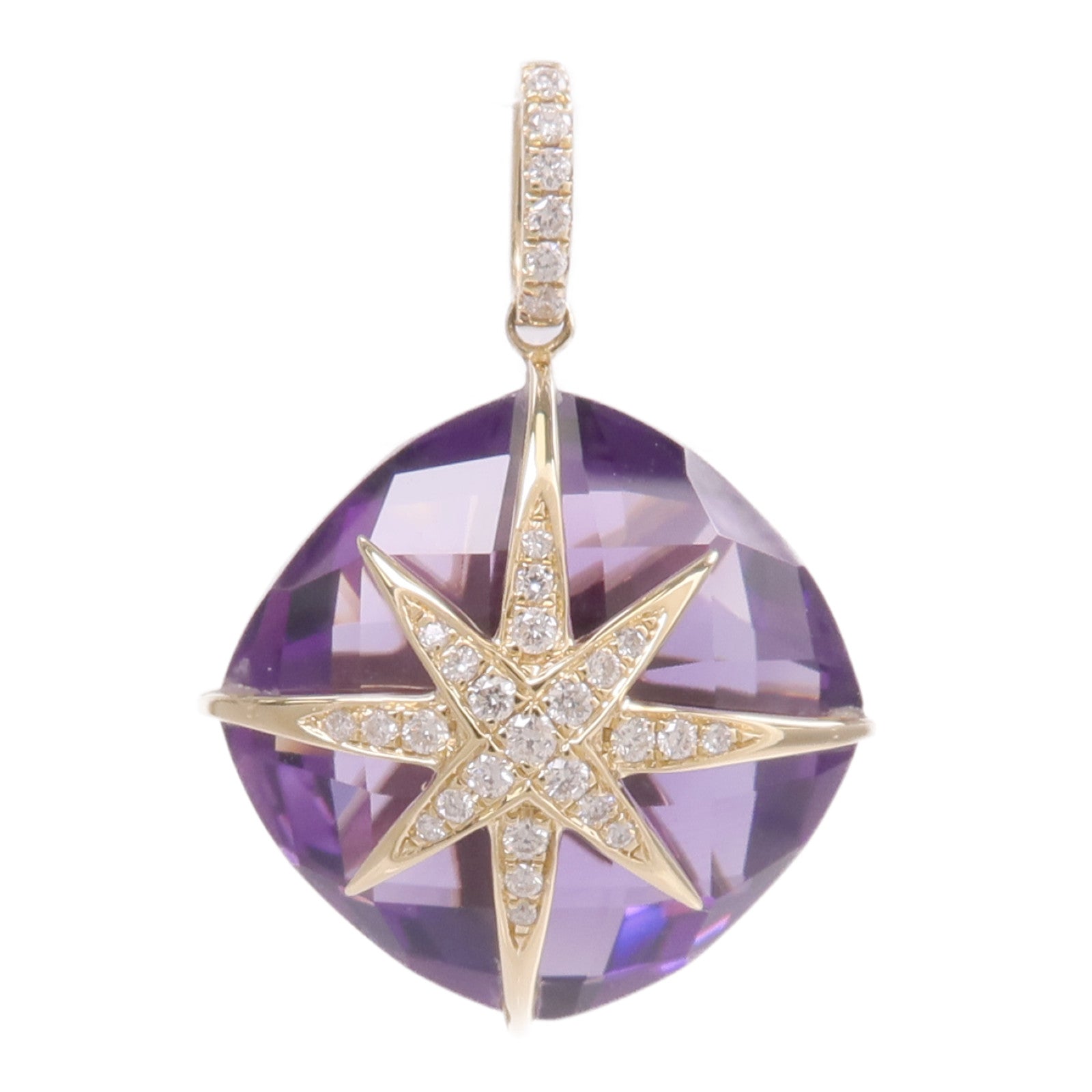 JEWELRY 18K黃金Amethyst Pendant Top紫晶/鑽石吊墜