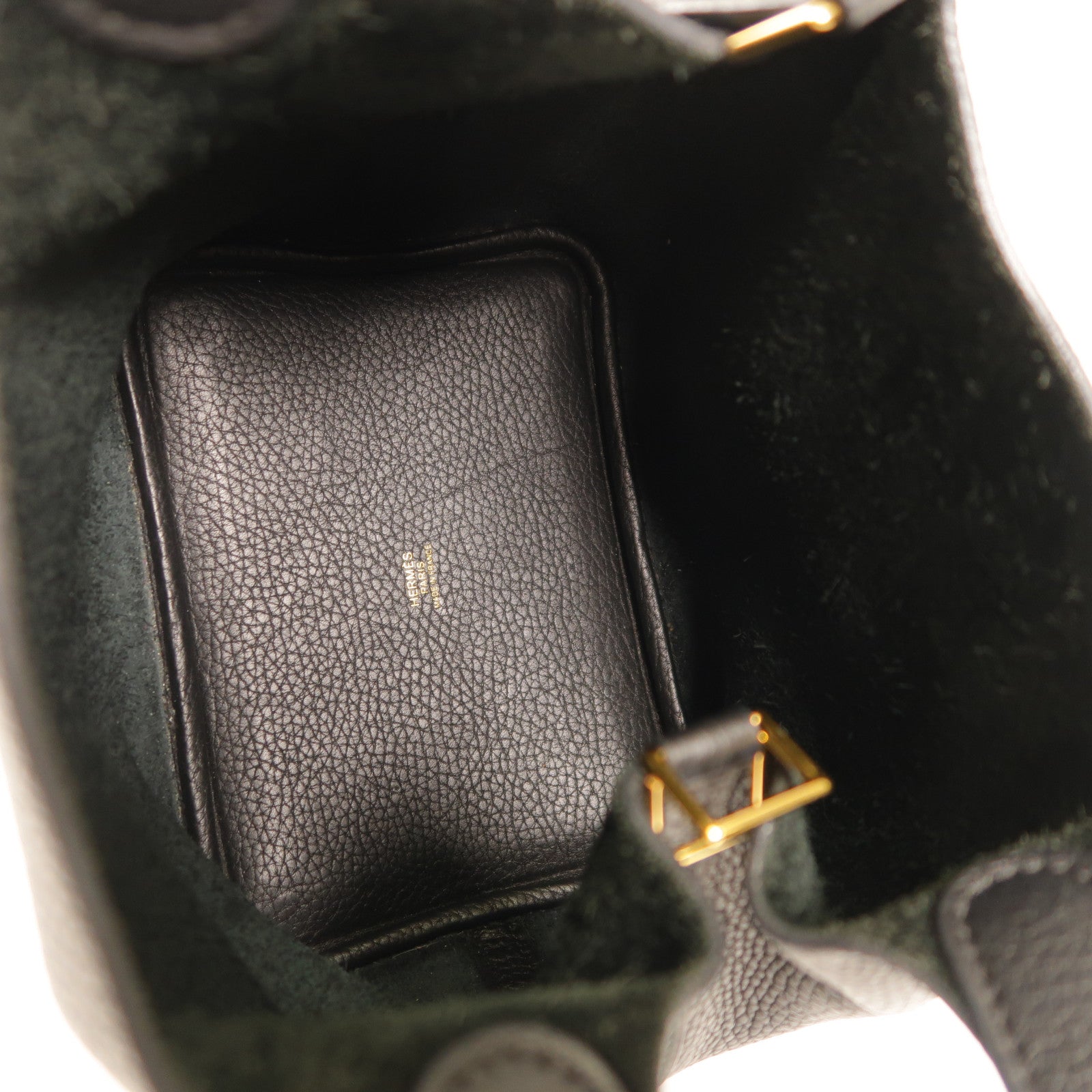 HERMES Clemence皮革Picotin PM手挽袋金扣Noir