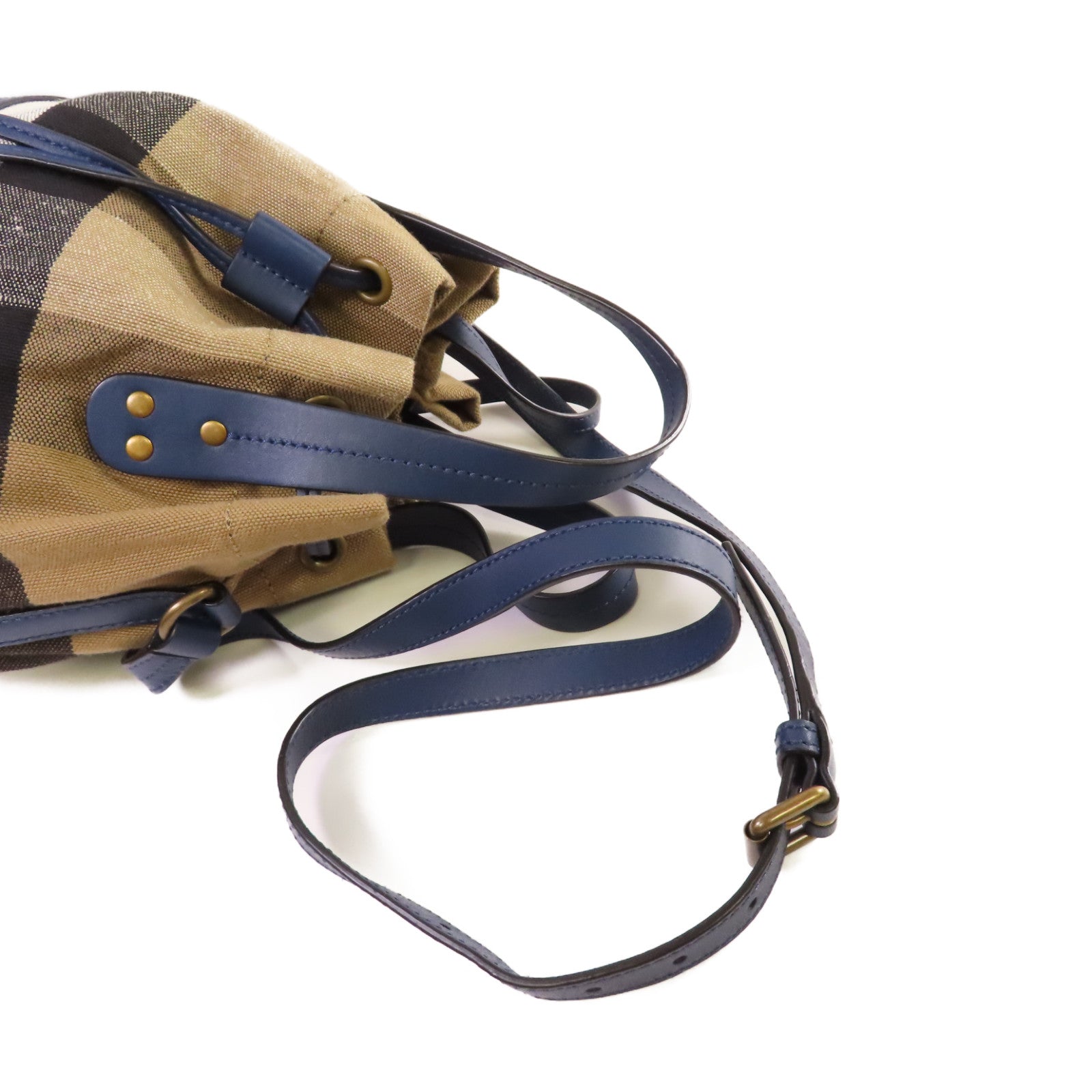 BURBERRY 帆布/牛皮皮革2Way Shoulder Bag金扣手挽肩背兩用袋啡色/藍色