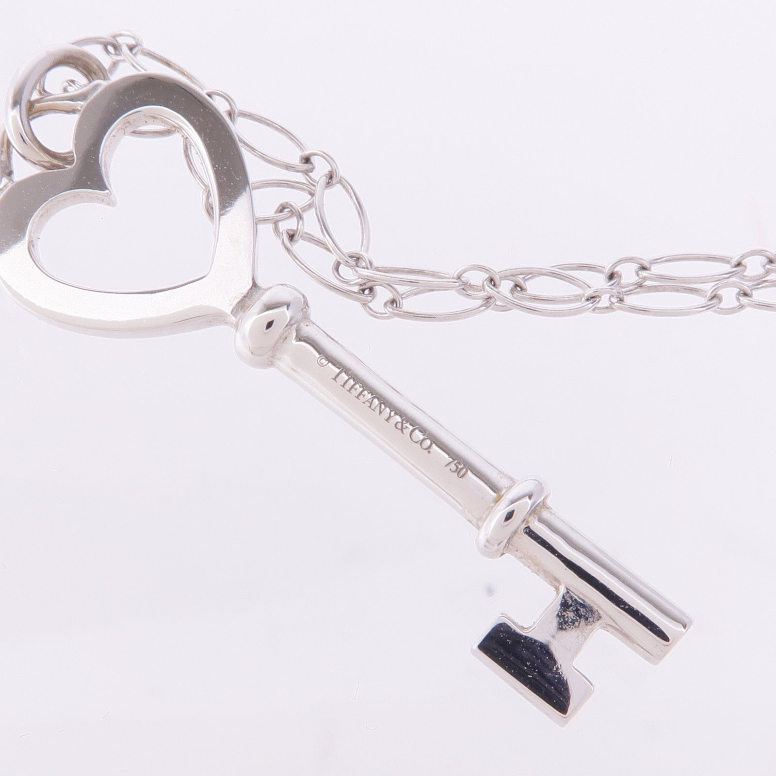 TIFFANY＆CO 18K白金Heart Key Necklace項鍊