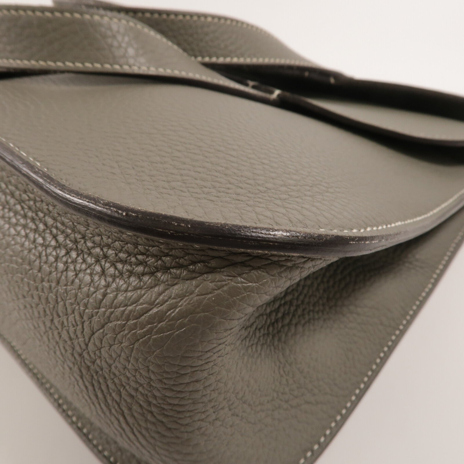 HERMES Clemence皮革Halzan 31手挽肩背兩用袋Gris Meyer