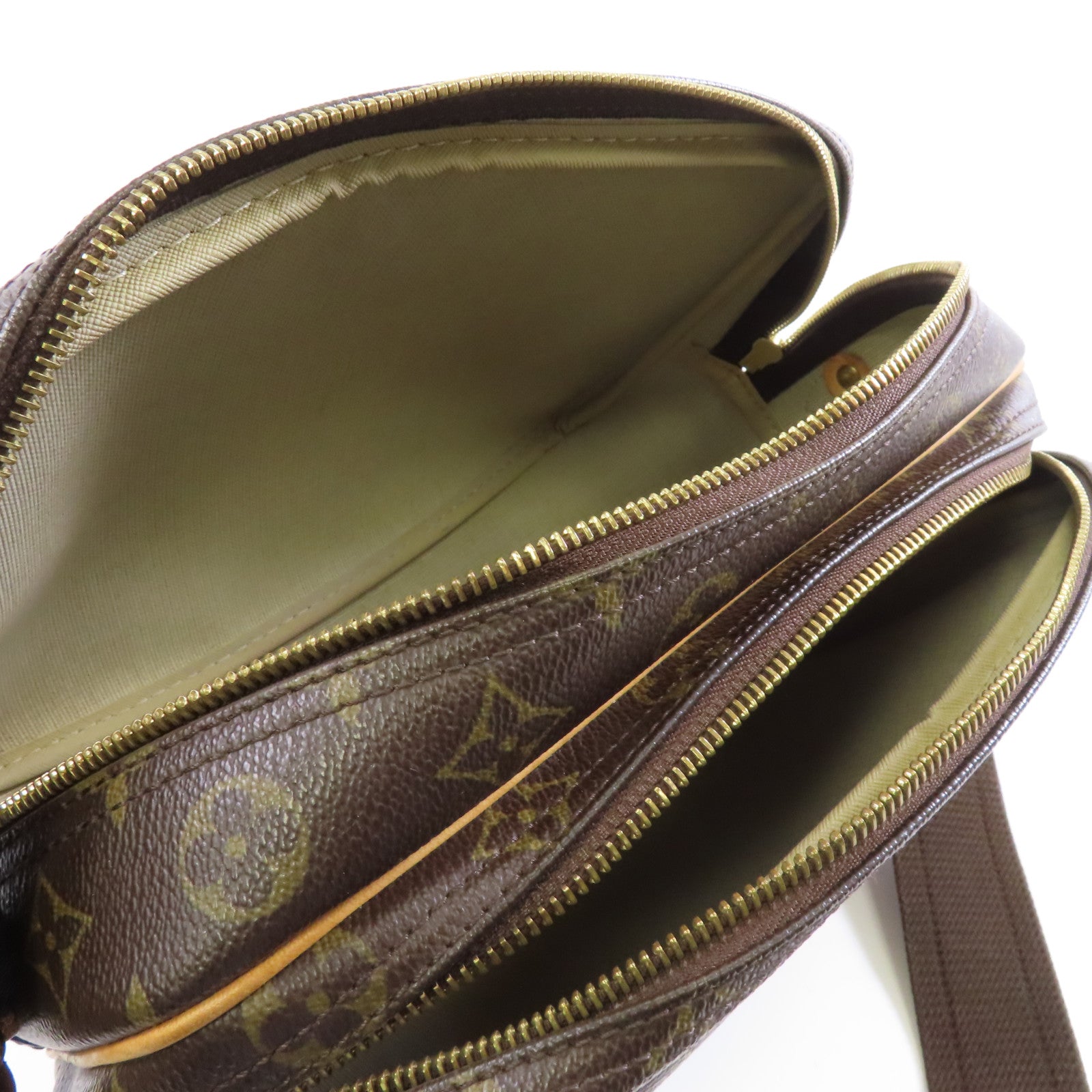 LOUIS VUITTON Monogram Reporter PM金扣肩背袋棕色