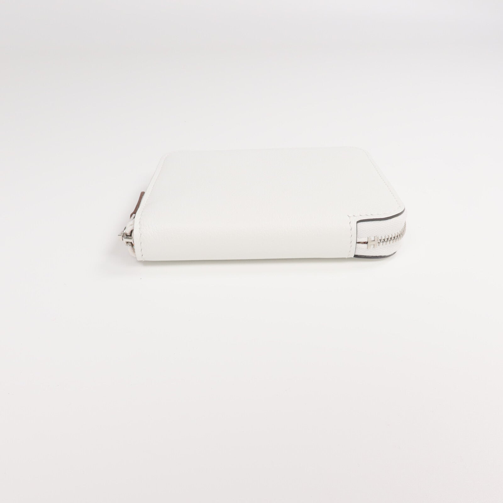 HERMES Evercolor皮革Silk In Compact Wallet銀扣錢包New White
