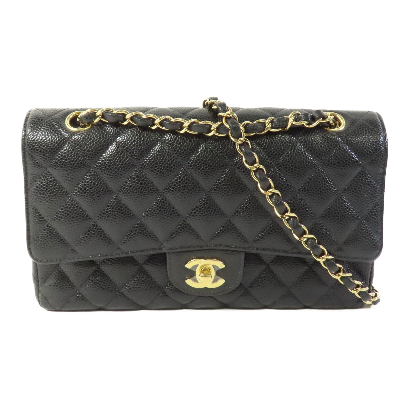CHANEL CC GHW Classic 25 Chain Shoulder Bag Calfskin Leather Black