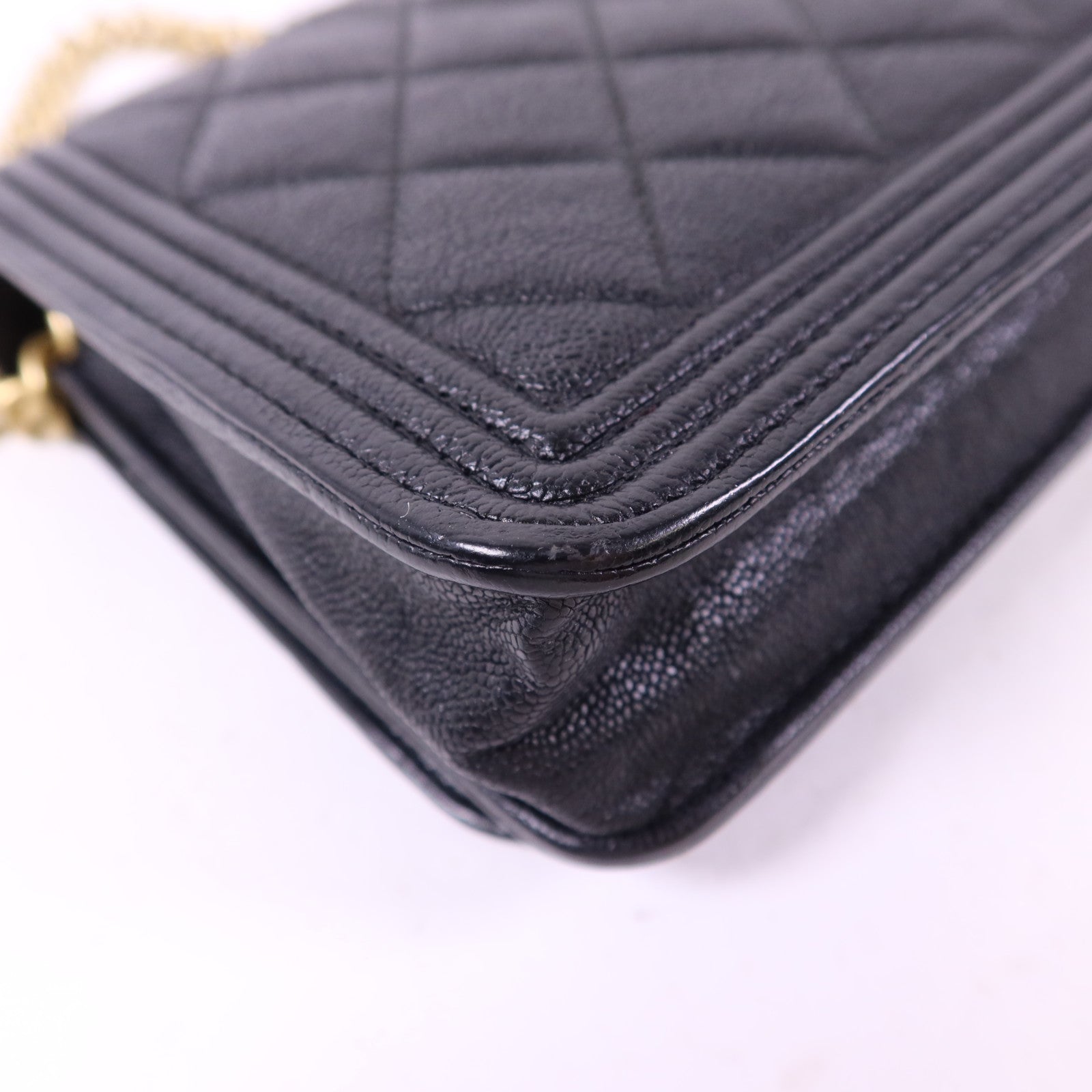 CHANEL 牛皮皮革Boy WOC Wallet On Chain金扣鏈帶肩背袋