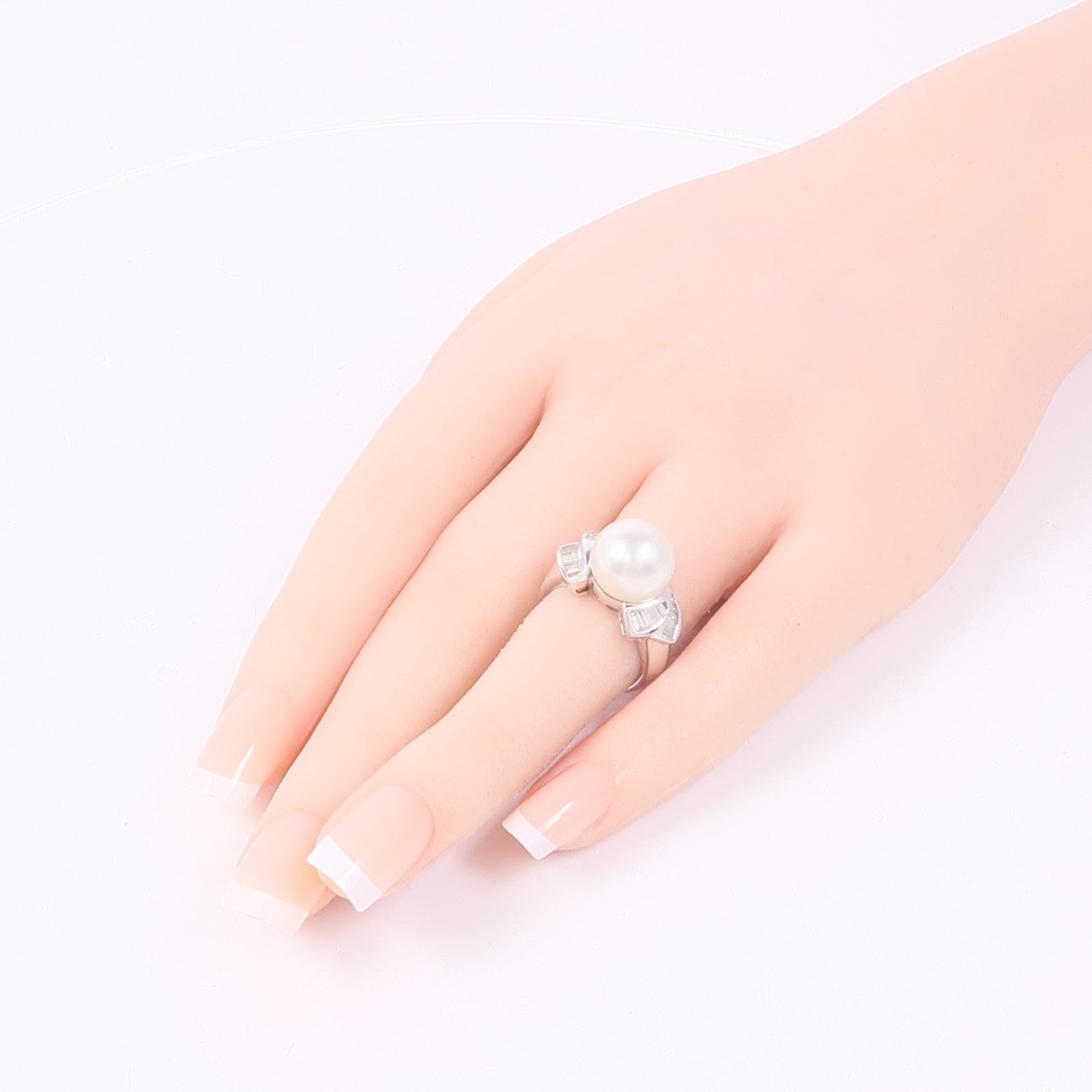JEWELRY 18K白金Pearl/Diamond Ring珍珠/鑽石戒指US#6