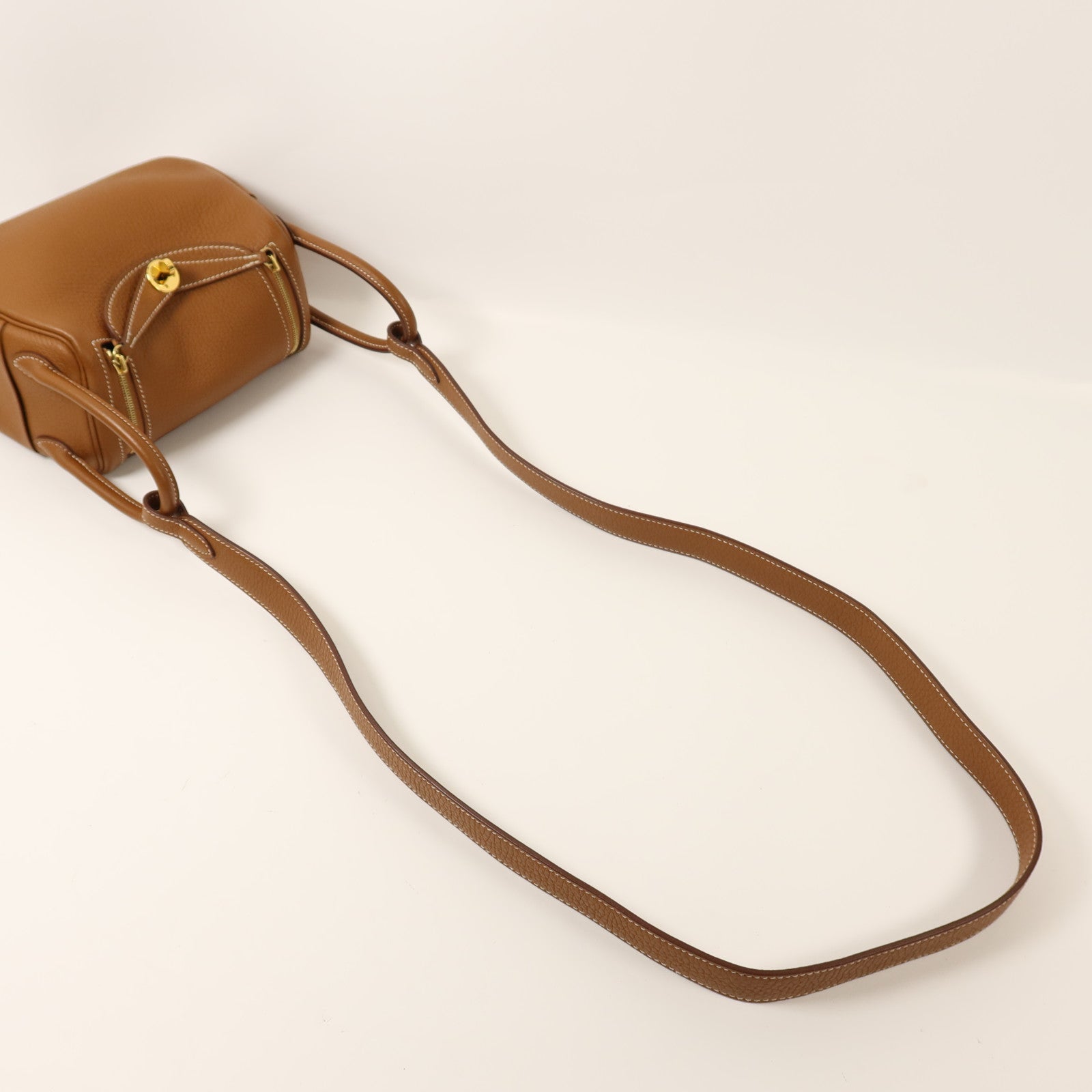 HERMES Clemence皮革Mini Lindy金扣手挽肩背兩用袋Gold