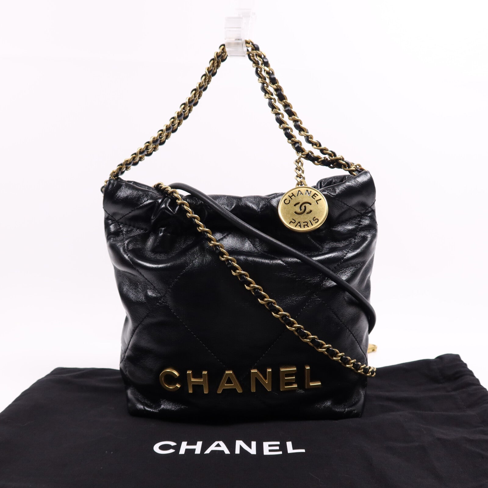 CHANEL 牛皮皮革Chanel 22 Mini金扣鏈帶肩背袋