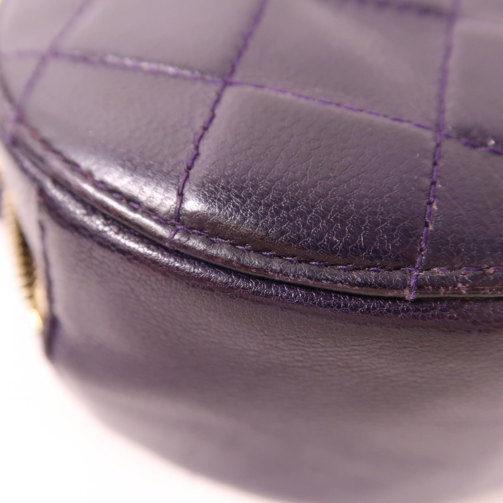 CHANEL CC GHW Chain Shoulder Bag Calfskin Leather Purple