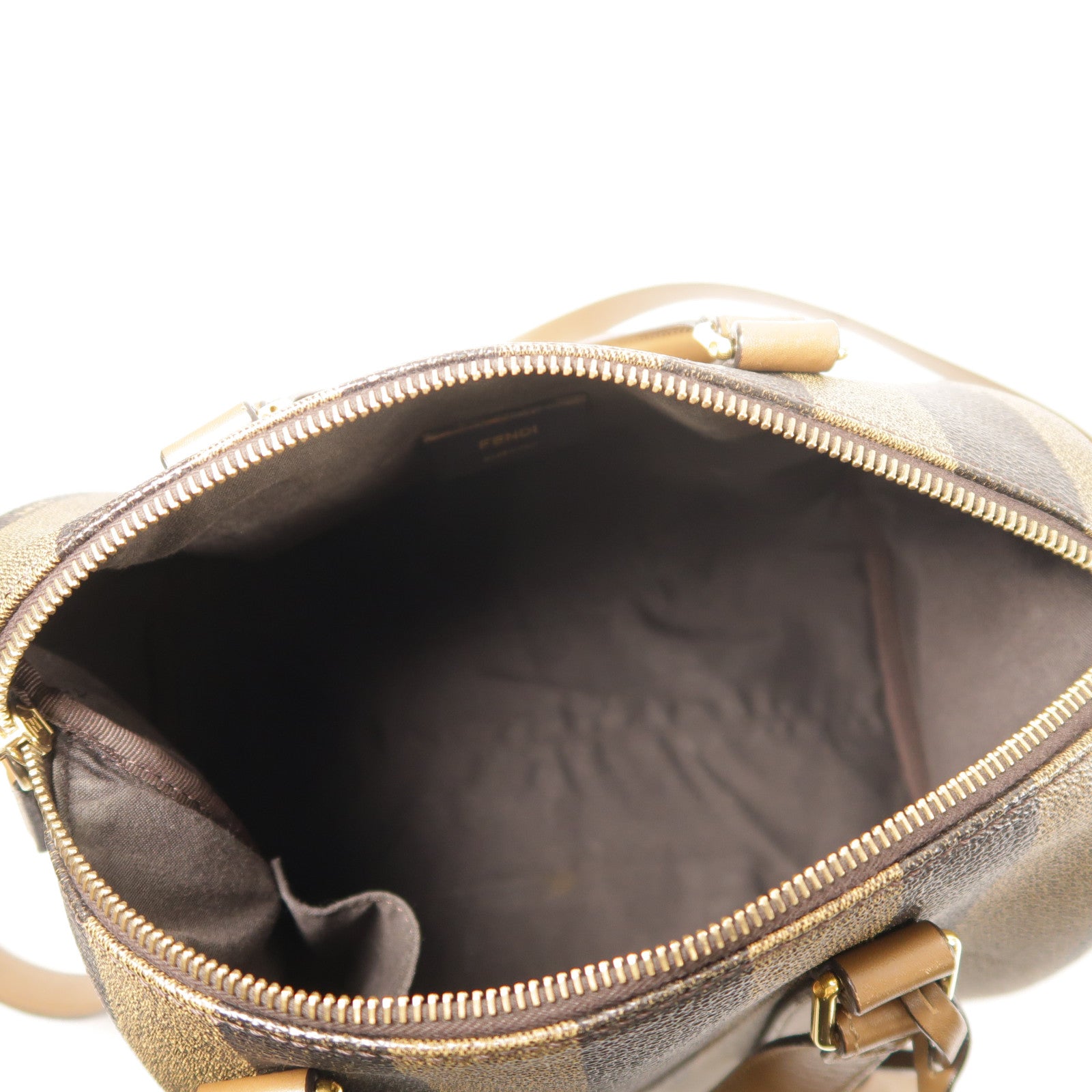 FENDI 塗層帆布Boston Bag金扣手挽肩背兩用袋